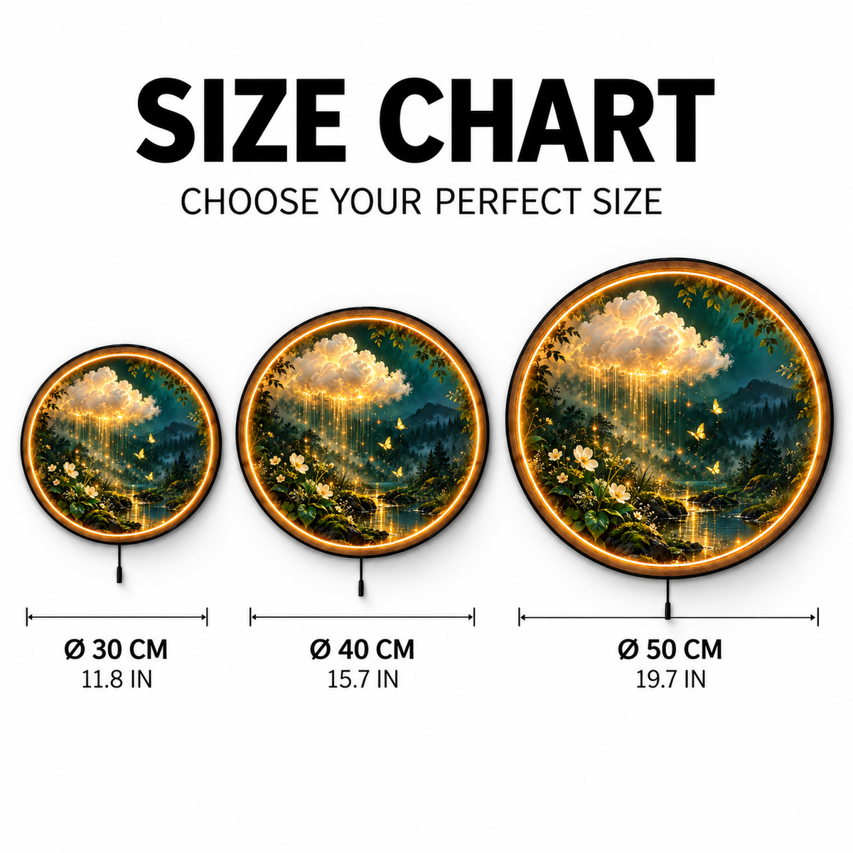 Golden Rain Cloud LED Wall Art – Enchanted Forest Decor