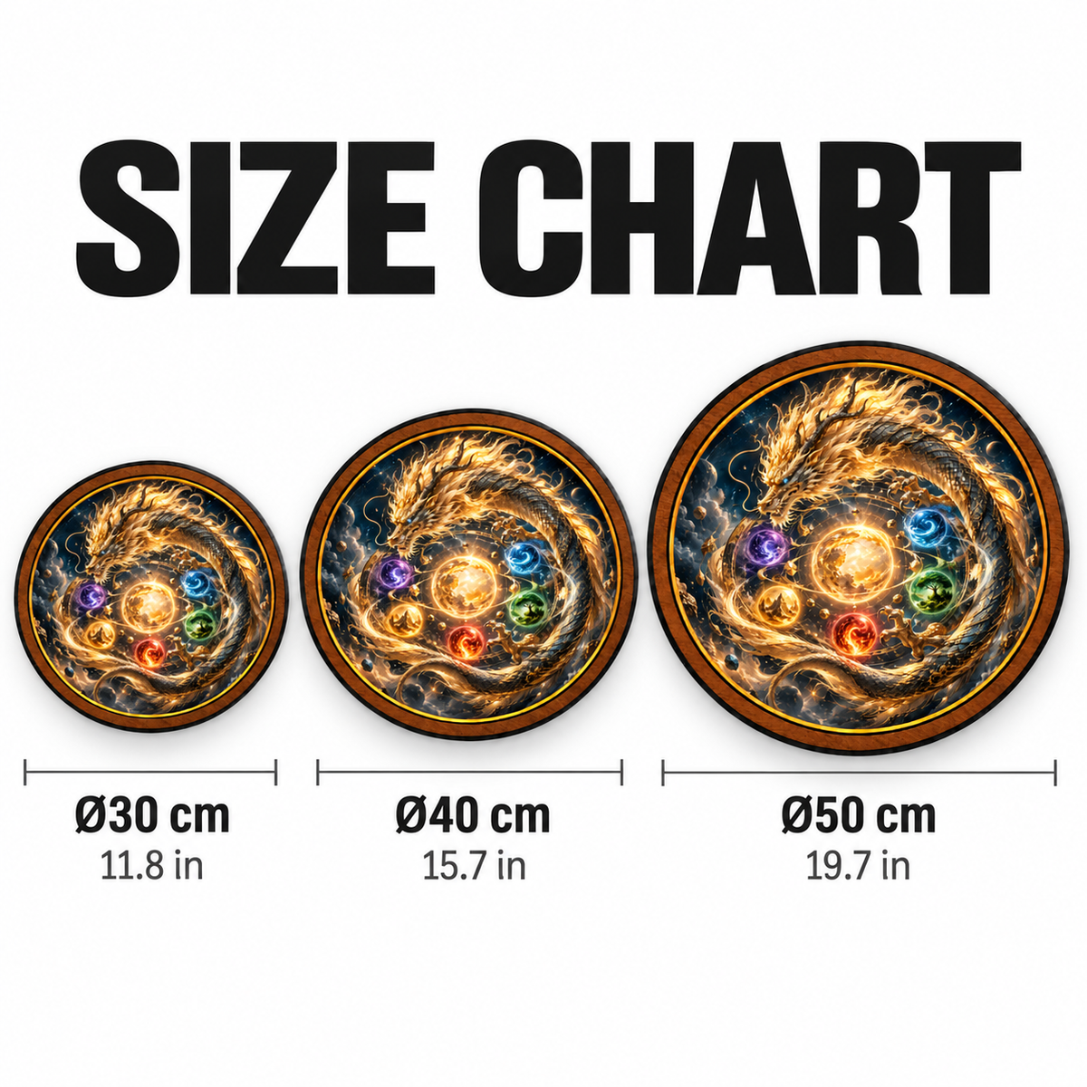 Celestial Elemental Dragon – Fantasy Round LED Wall Art