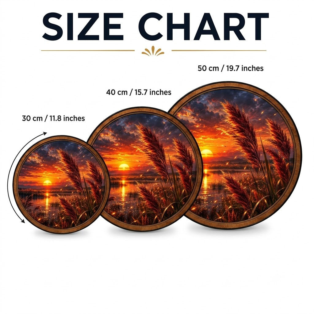 Handcrafted Golden Reeds Sunset Lake LED Wall Art