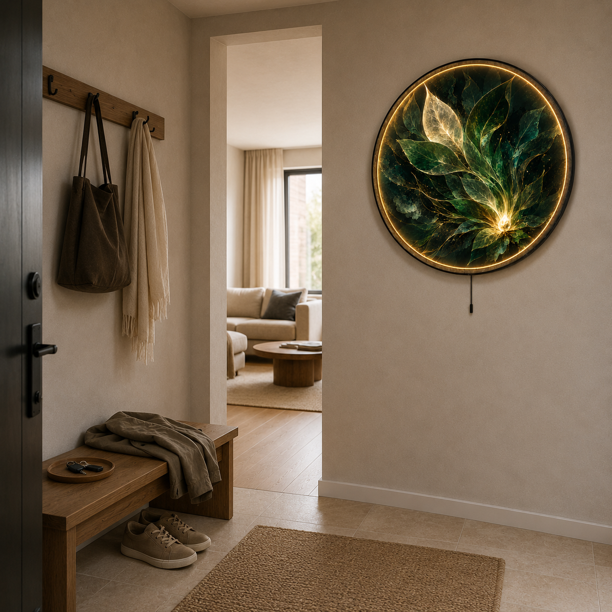 Luminous Leaves LED Wall Art – Emerald Botanical Decor