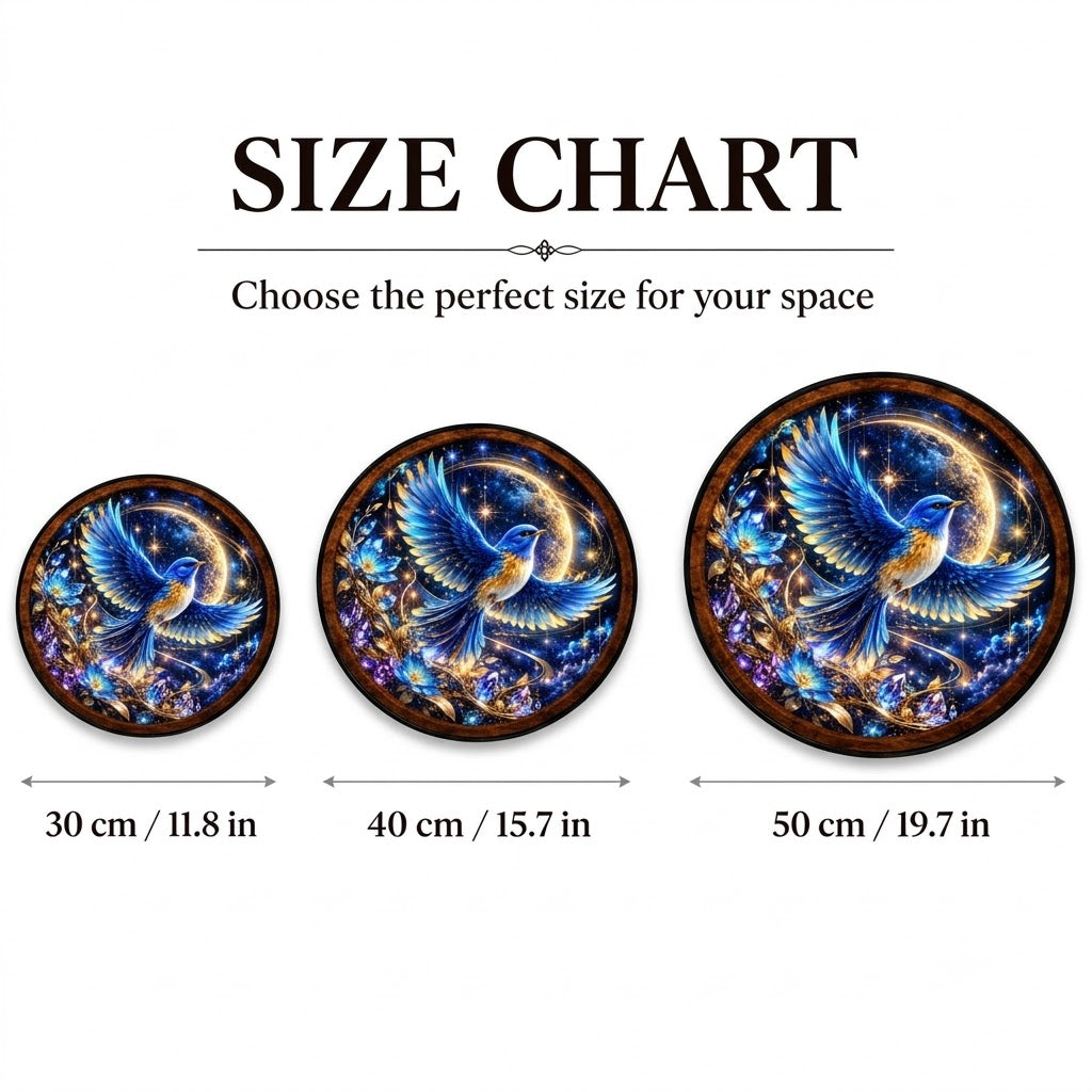 Handcrafted LED Wall Art | Blue Bird Moon Decor