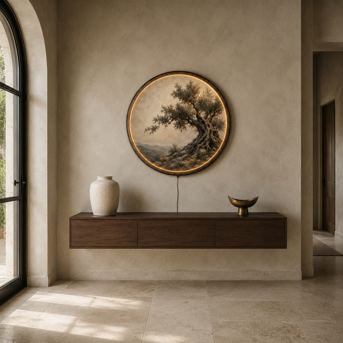 Ancient Olive Timeless Roots LED Wall Art – Nature Decor