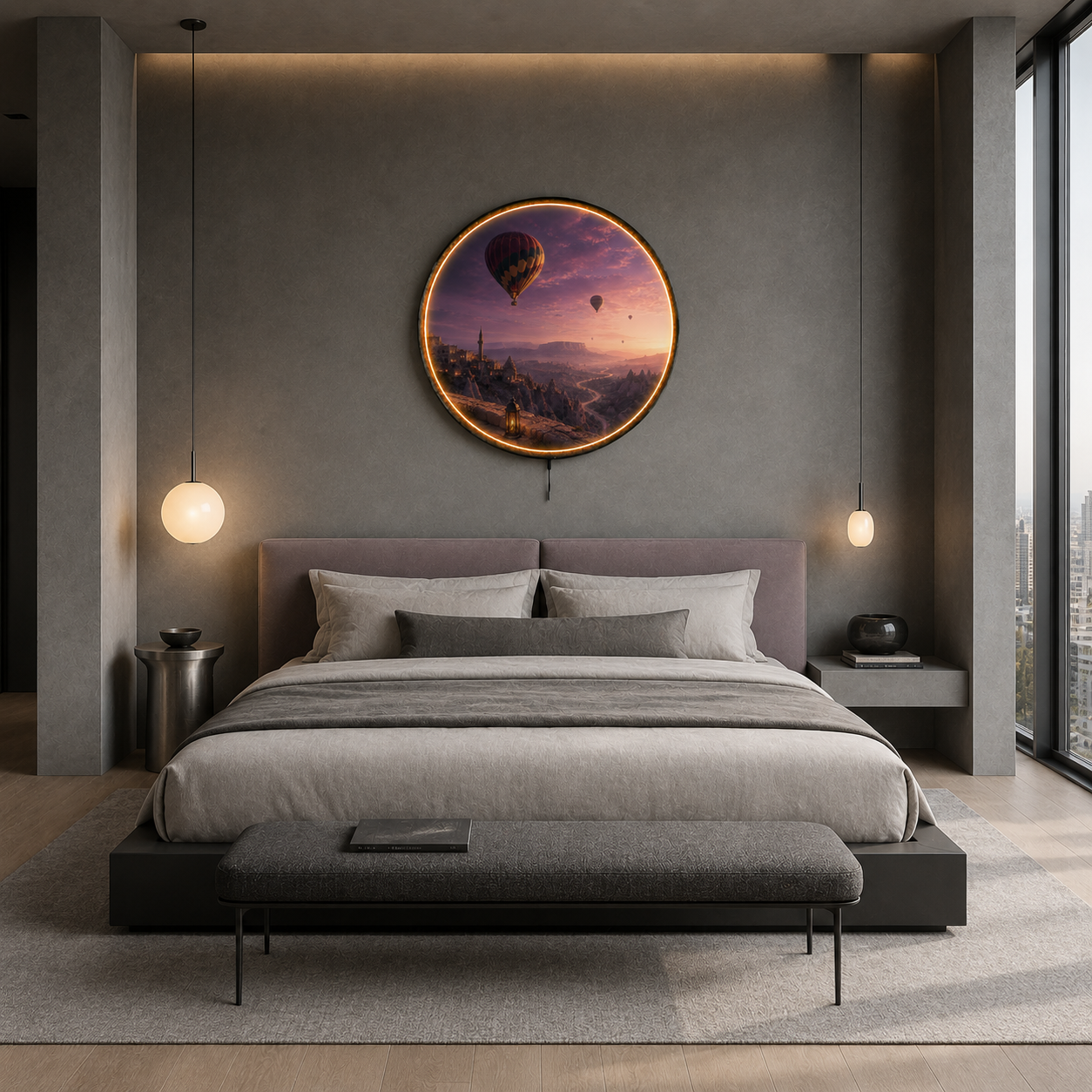 Cappadocia Dreamscape LED Wall Art – Hot Air Balloon View