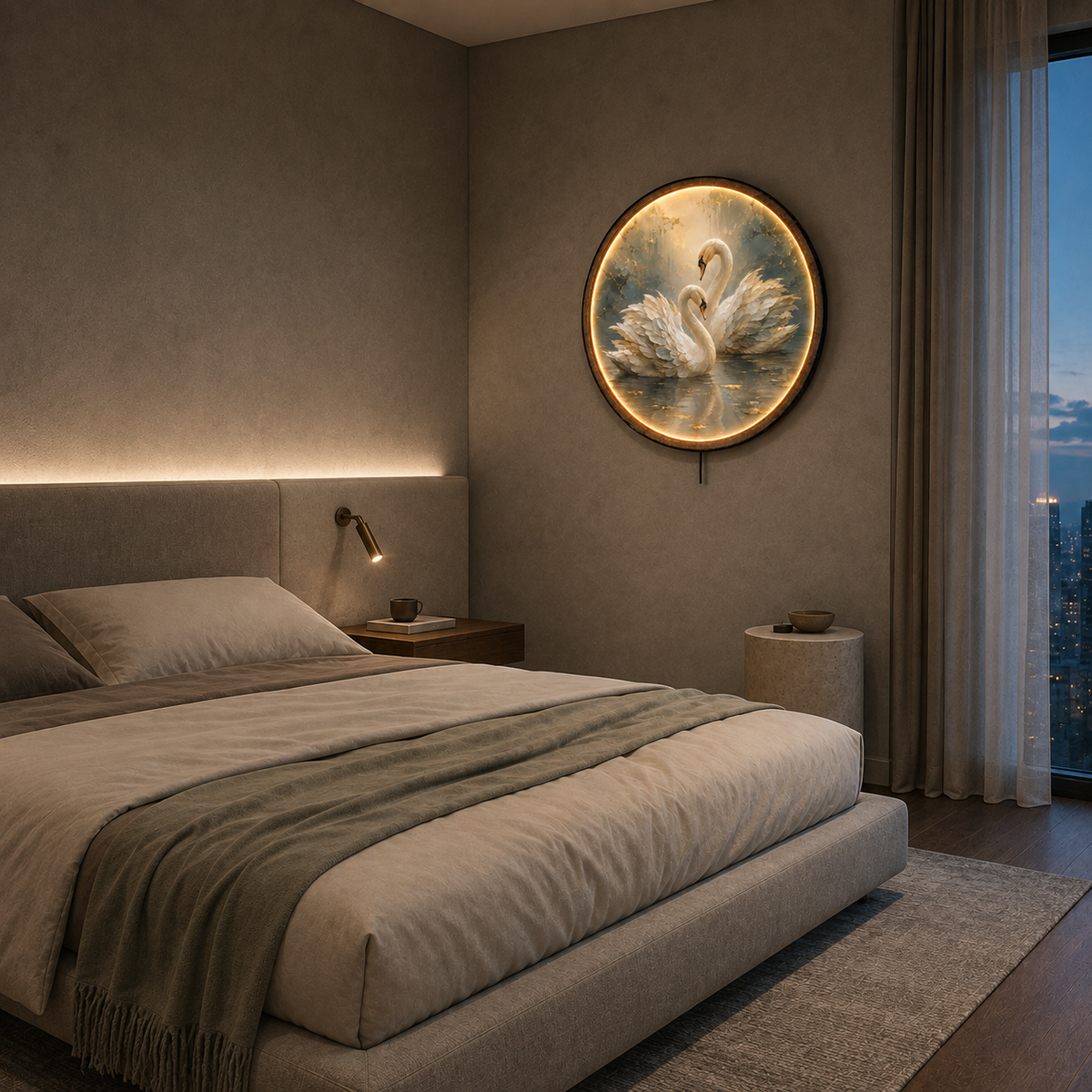 Eternal Grace Swan LED Wall Art – Luxury Romantic Decor