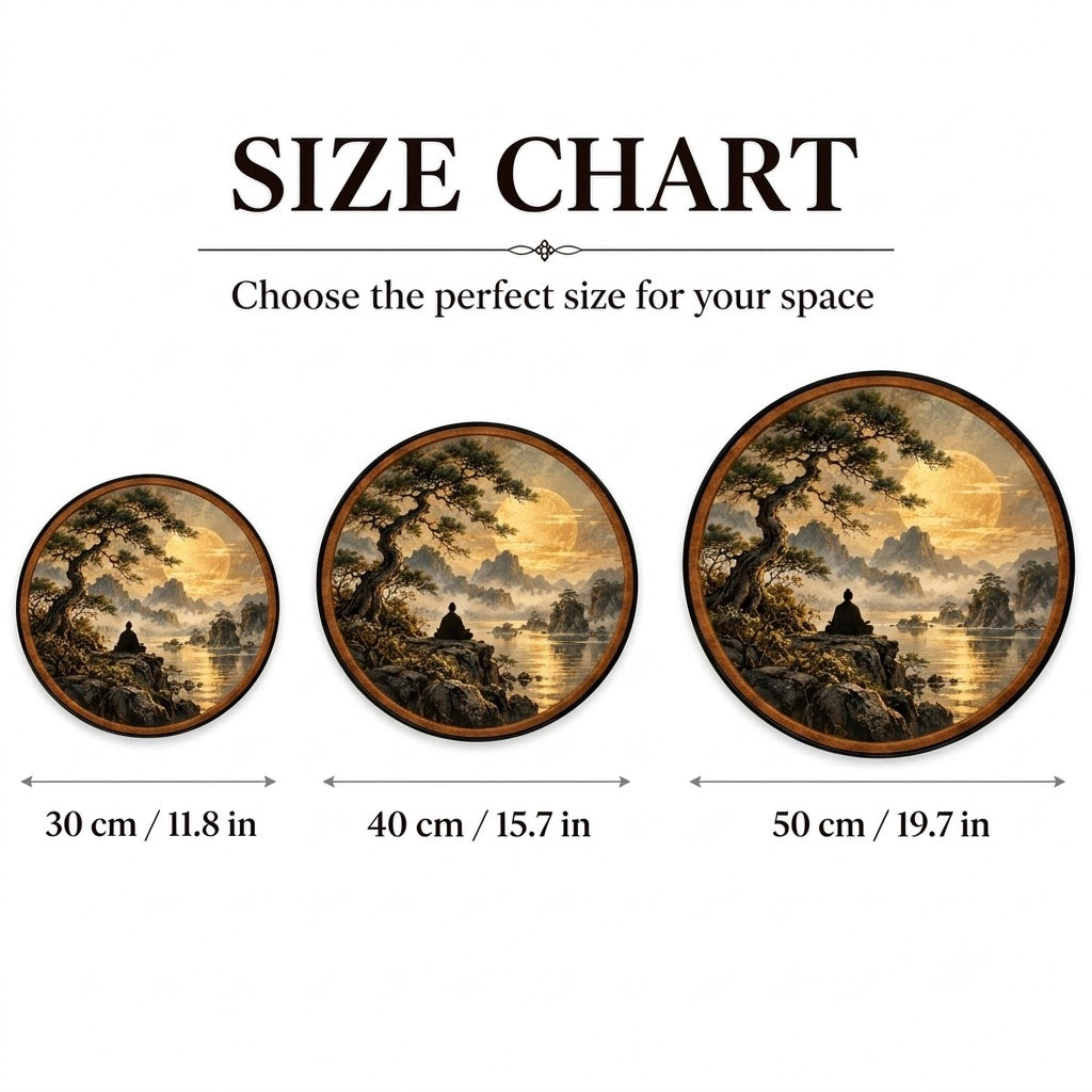 Golden Moon Zen – Handcrafted LED Wall Art | Japanese Meditation & Bonsai Pine Tree Decor