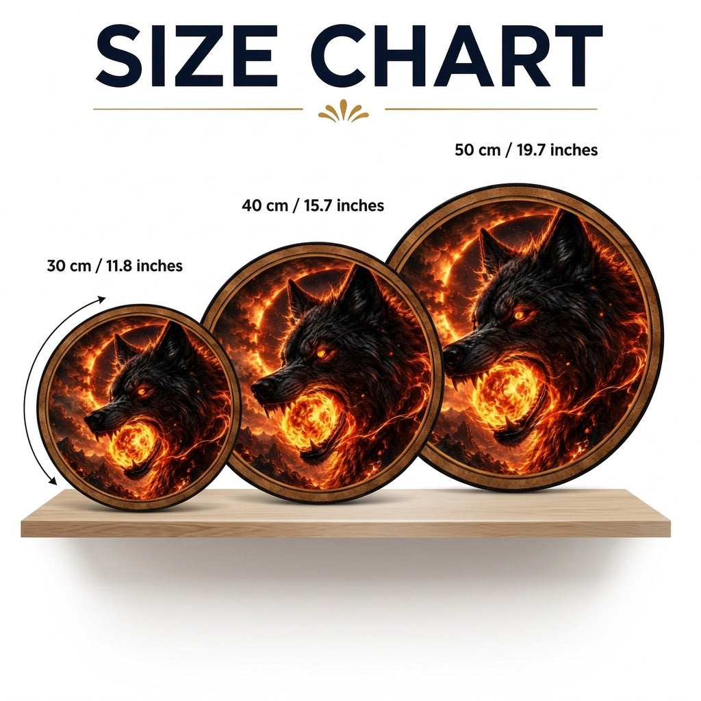 Handcrafted Inferno Wolf Eclipse LED Wall Art