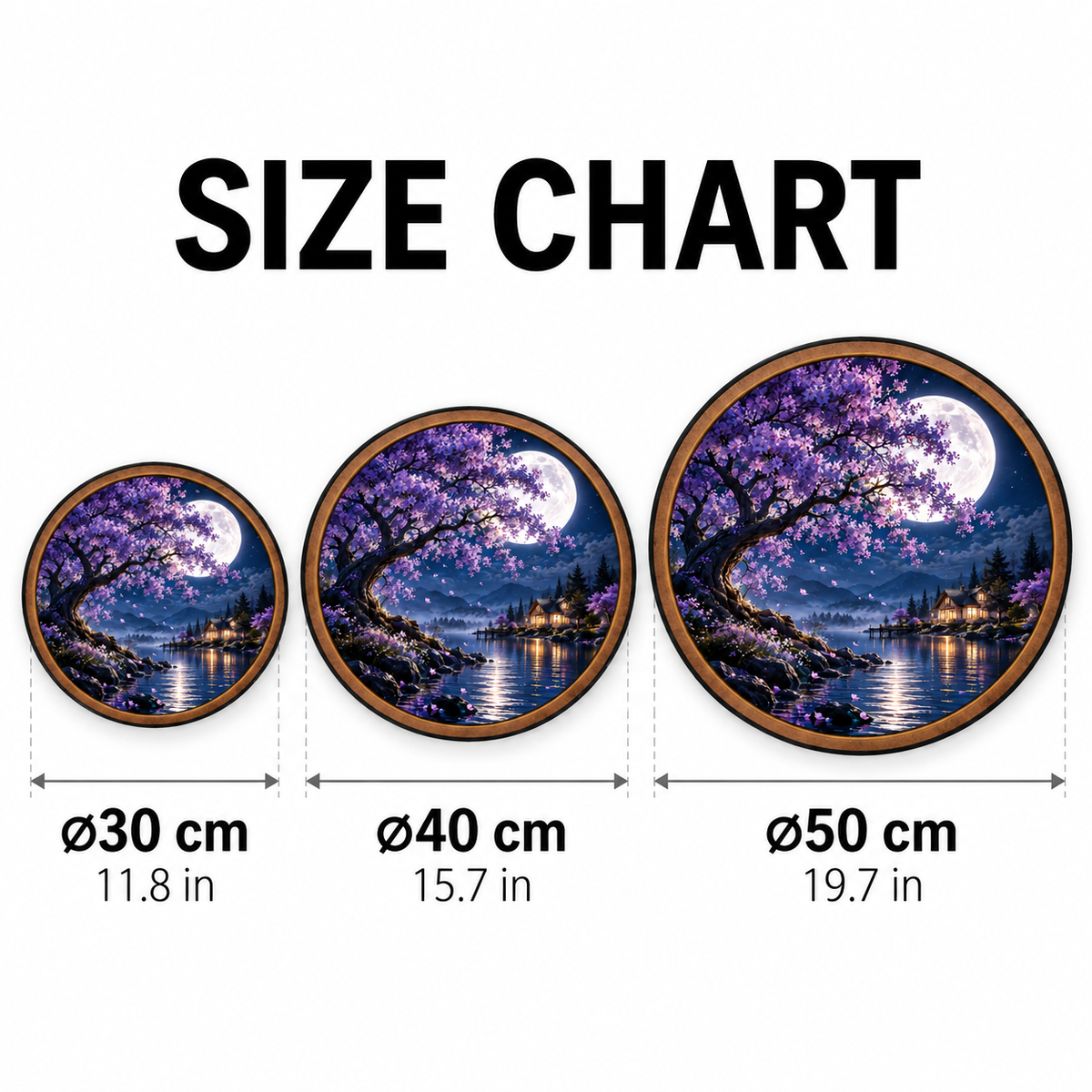 Moonlit Blossom Lake – Handcrafted LED Wall Art