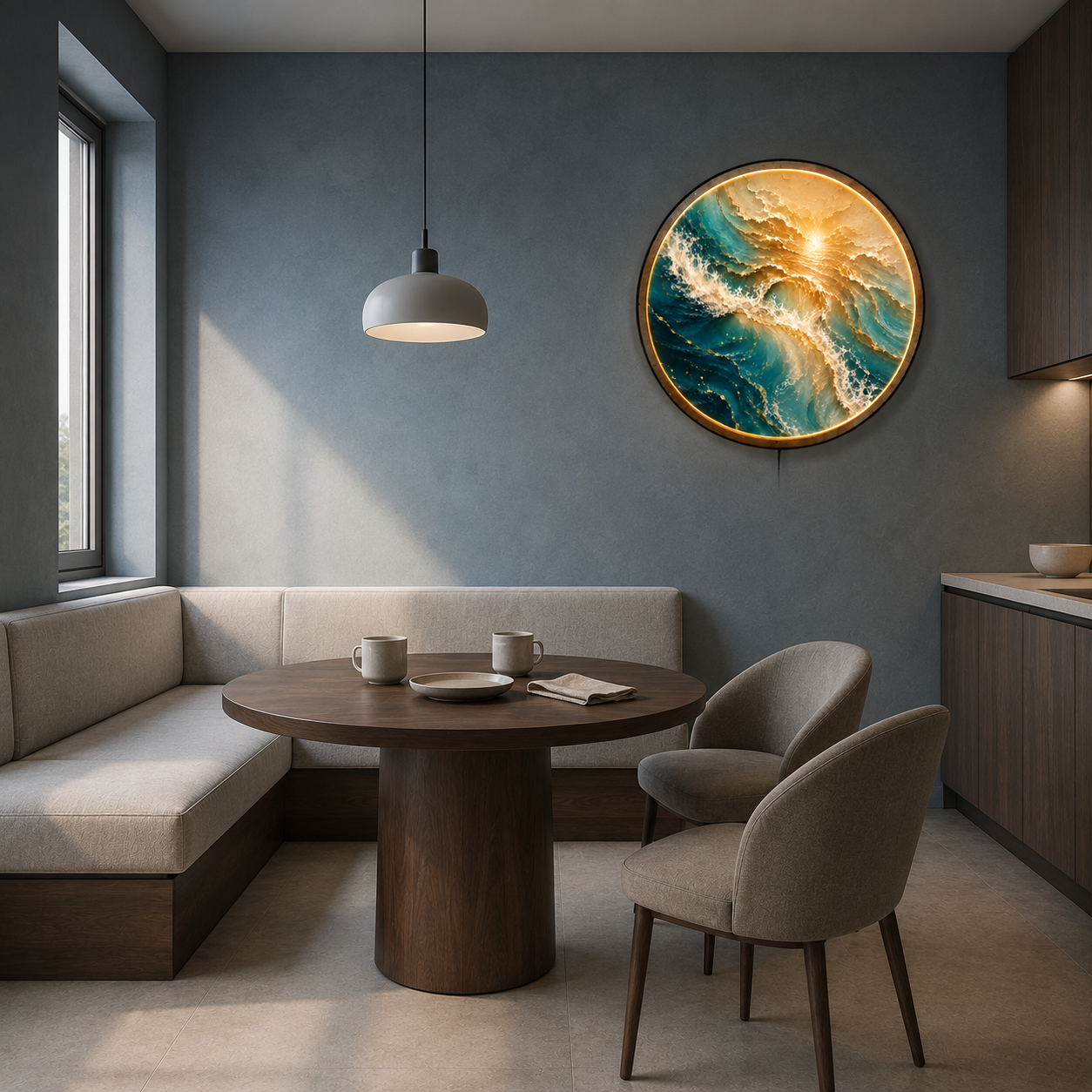 Golden Tide LED Wall Art – Illuminated Ocean & Coastal Wall Decor