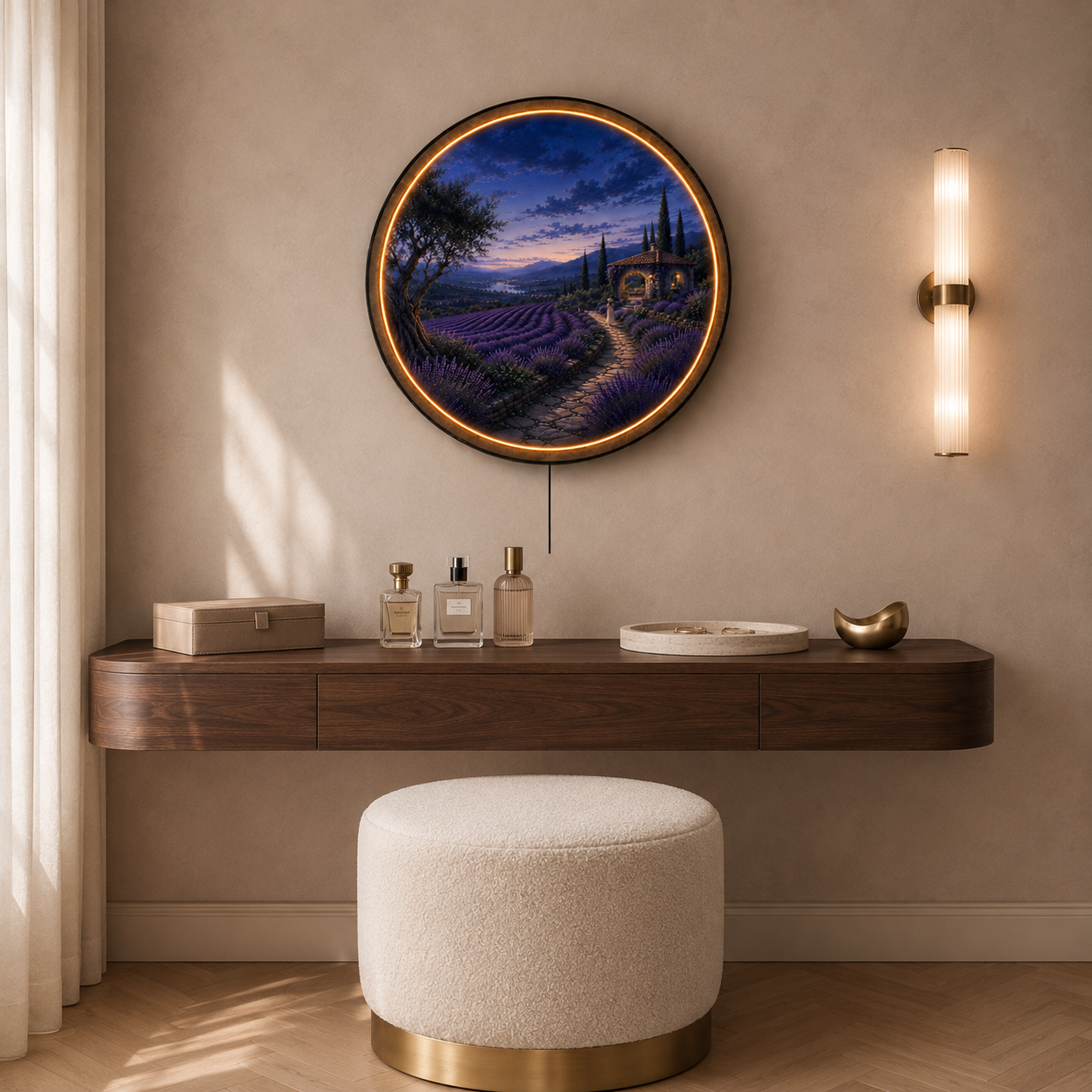 Lavender Twilight LED Wall Art – Provence Evening Landscape