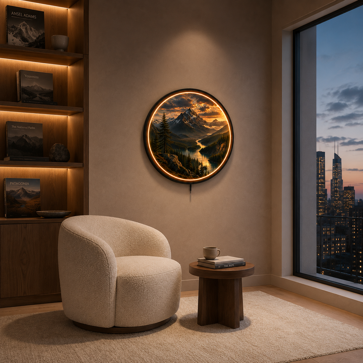 Golden Alpine River LED Wall Art