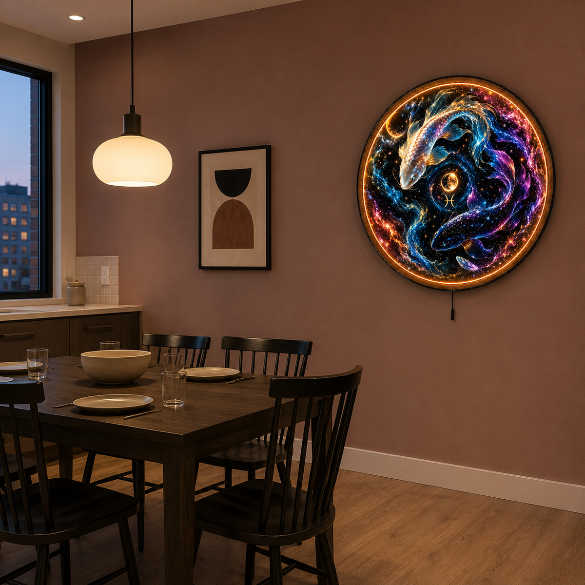 Astral Tide Koi Fish LED Wall Art – Cosmic Yin Yang Decor