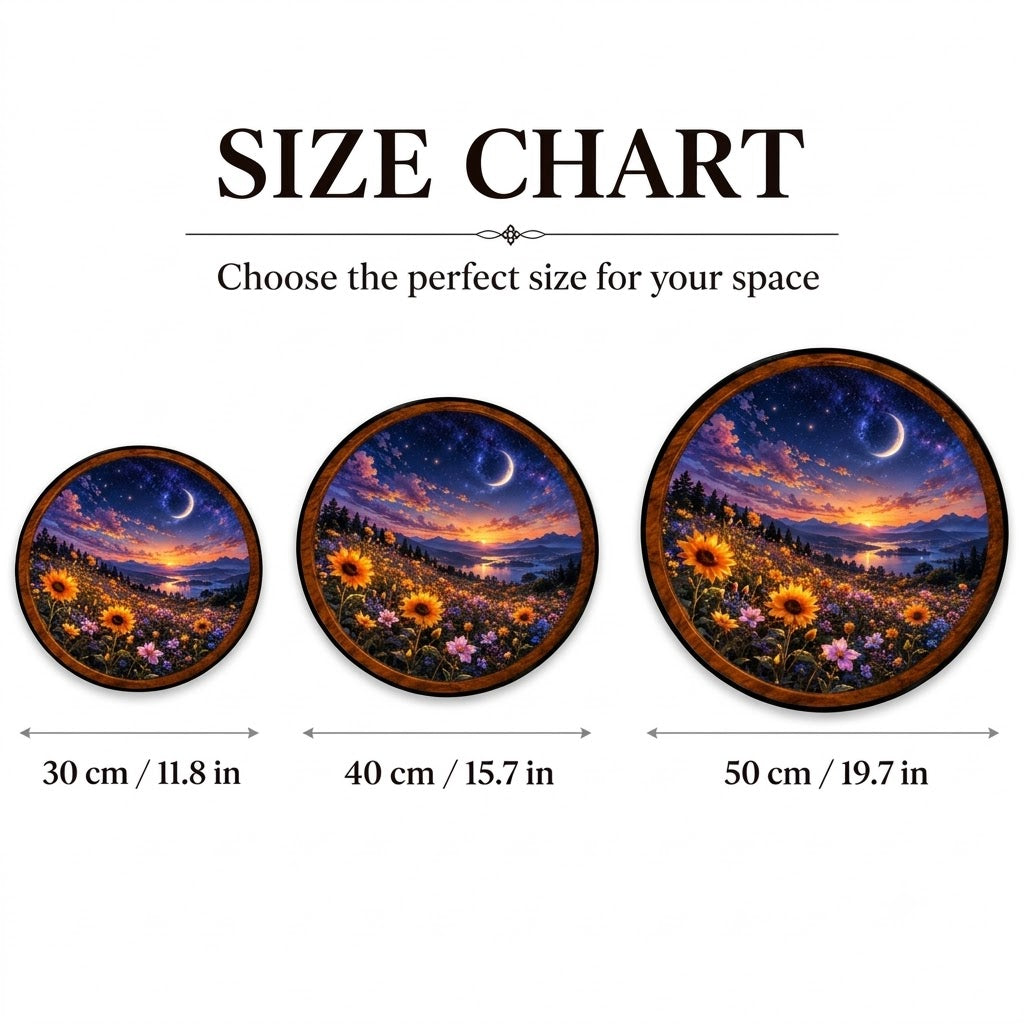 Moonlit Sunflower Valley – Handcrafted LED Wall Art