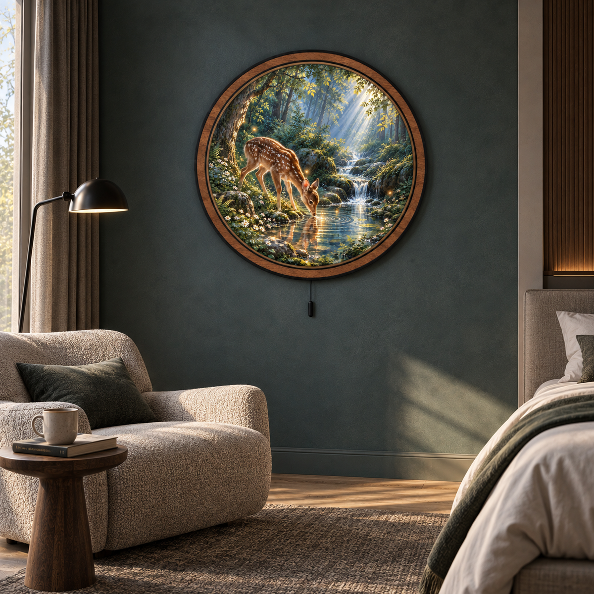Fawn Forest Stream – Enchanted Woodland LED Wall Art