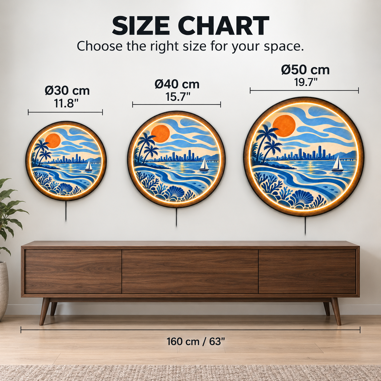 Coastal Sunset LED Wall Art – Ocean City Lighted Decor