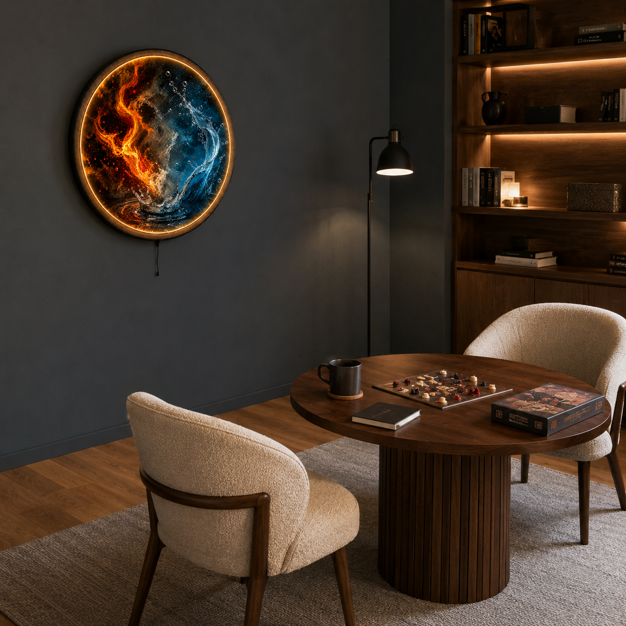 Fire & Water LED Wall Art – Elemental Balance Decor
