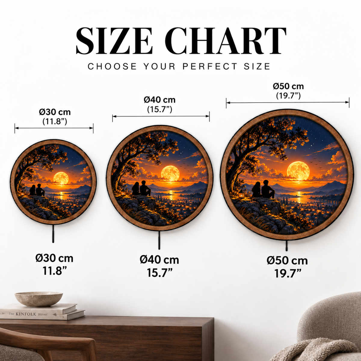 Golden Moon Lovers LED Wall Art – Romantic Sunset Landscape Decor