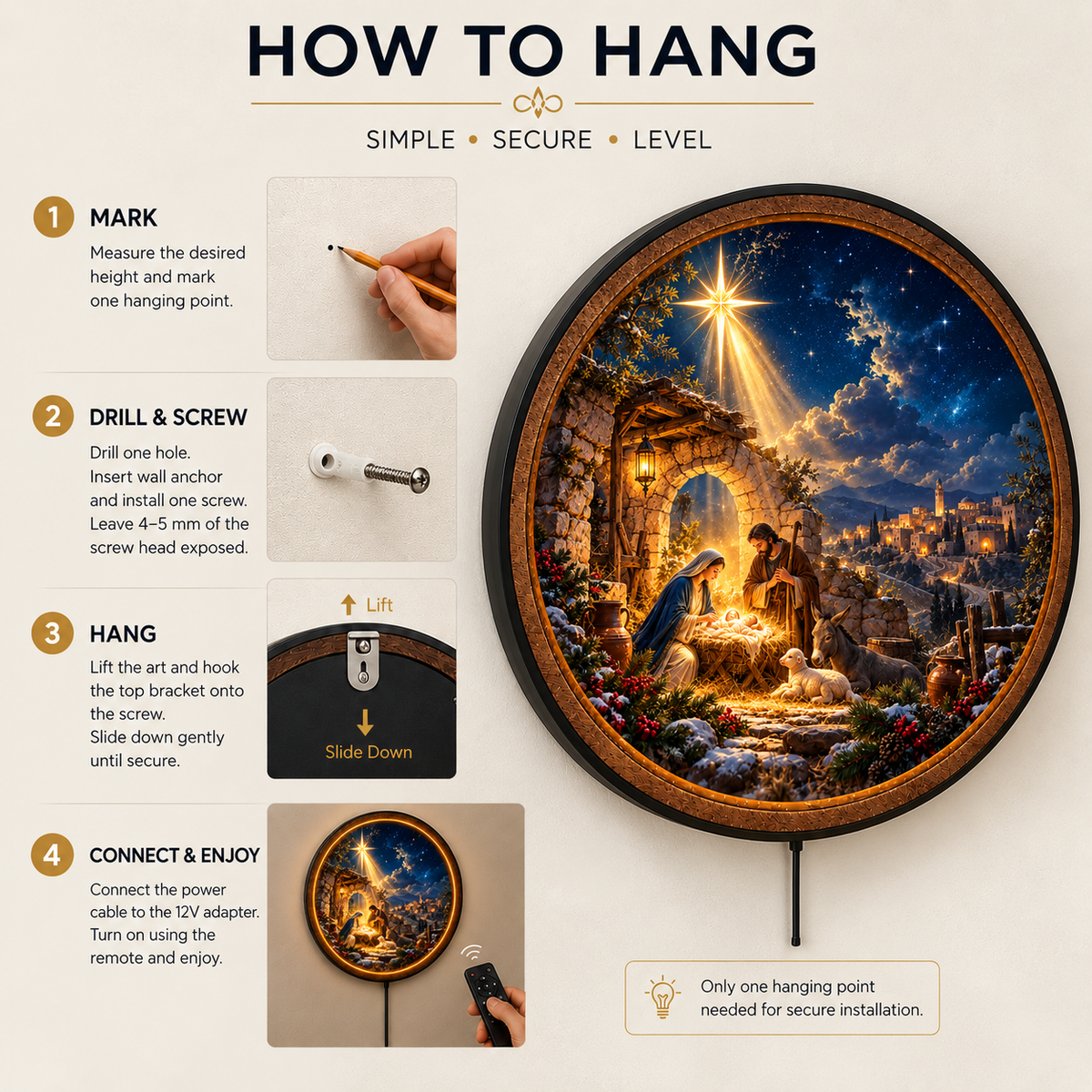 Star of Bethlehem Nativity – Handcrafted Christmas LED Wall Art