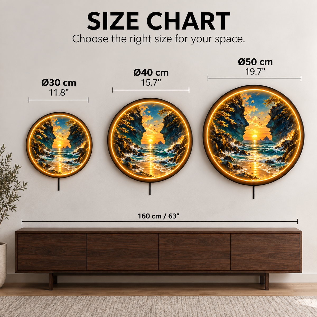 Between Two Worlds LED Wall Art – Golden Ocean Sunset Decor