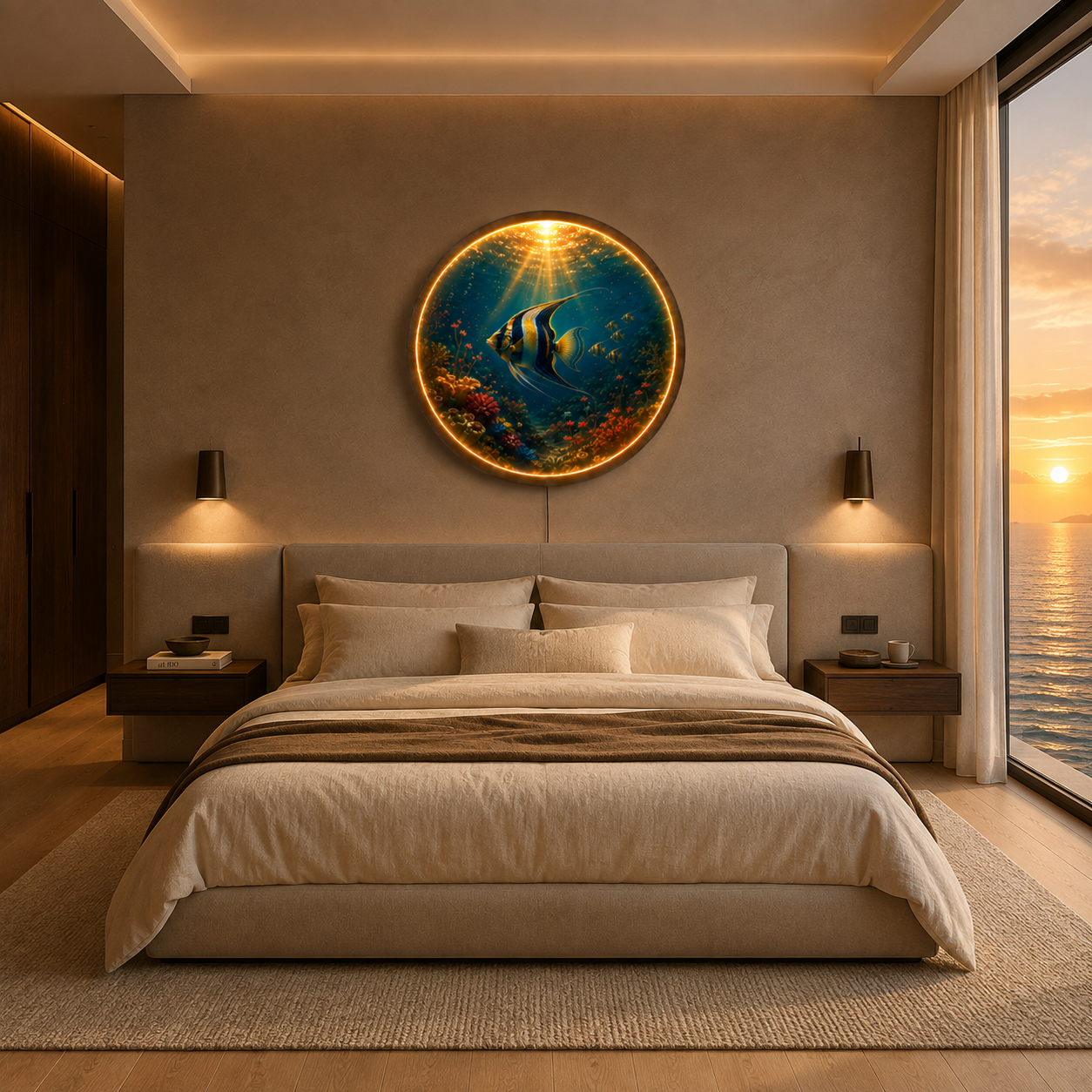 Tropical Angelfish Coral Reef LED Wall Art – Illuminated Ocean Decor