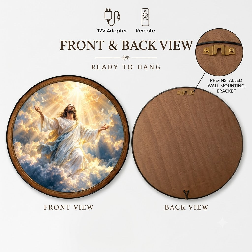Handcrafted Jesus in Heavenly Light LED Wall Art