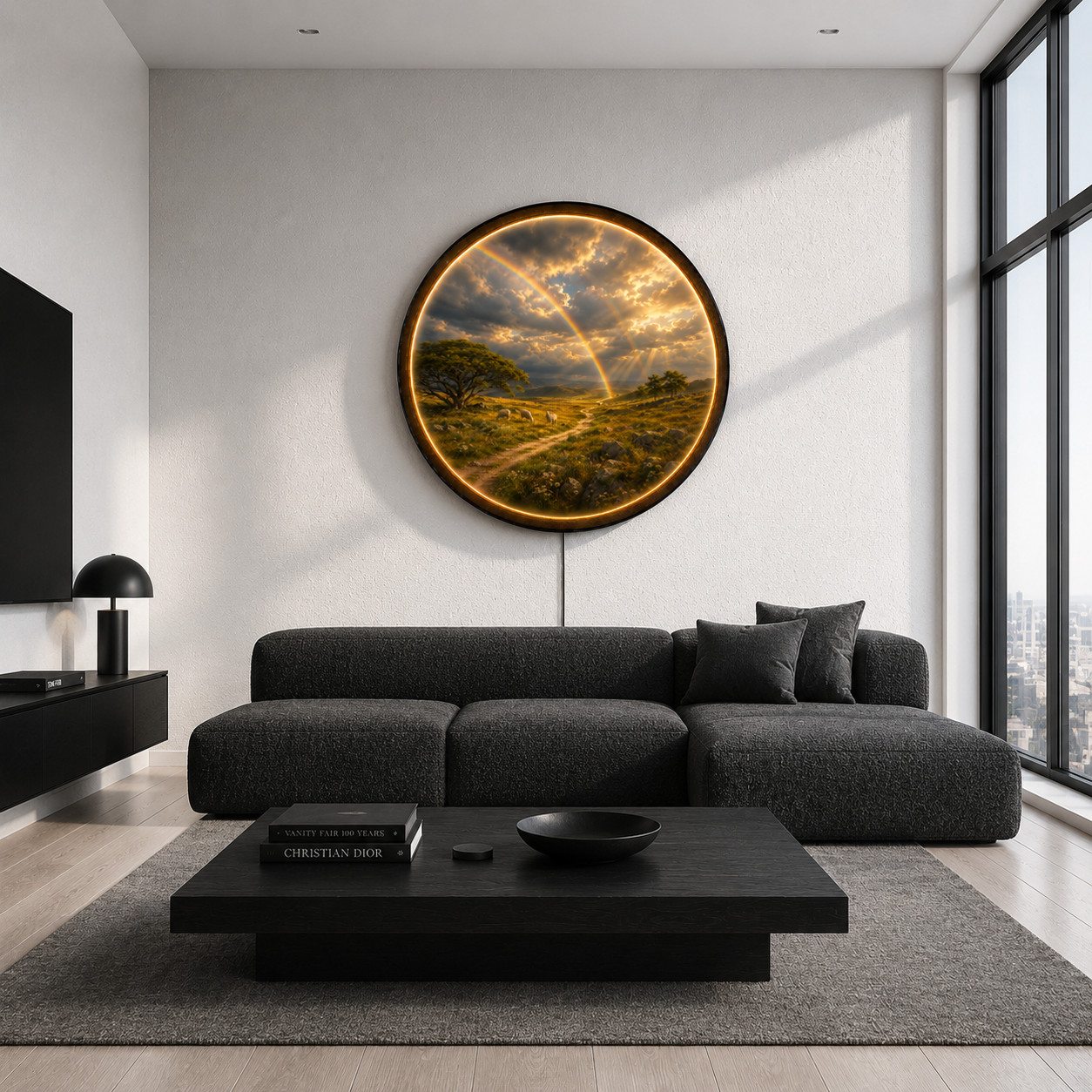 Golden Meadow LED Wall Art – Illuminated Countryside Landscape Decor