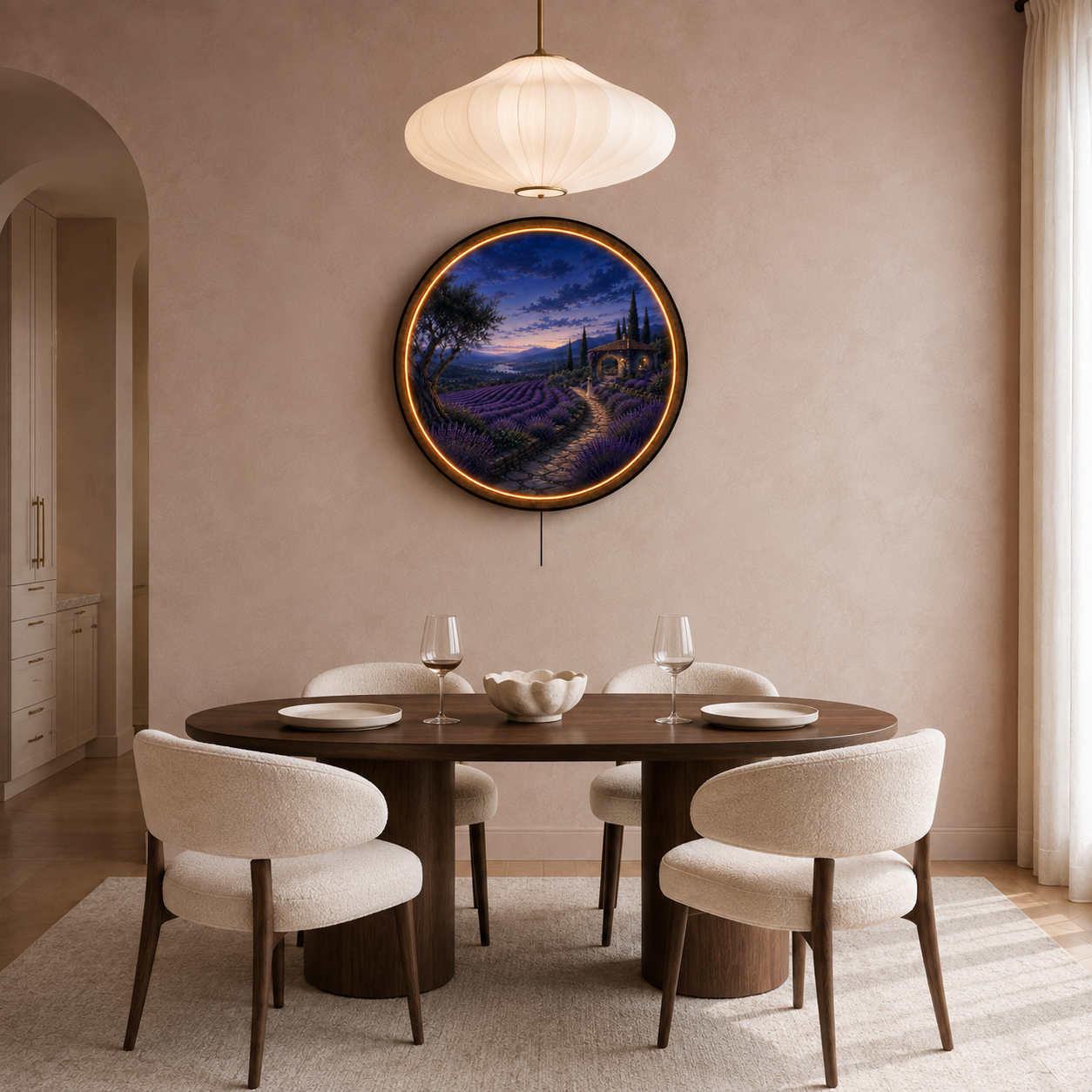Lavender Twilight LED Wall Art – Provence Evening Landscape