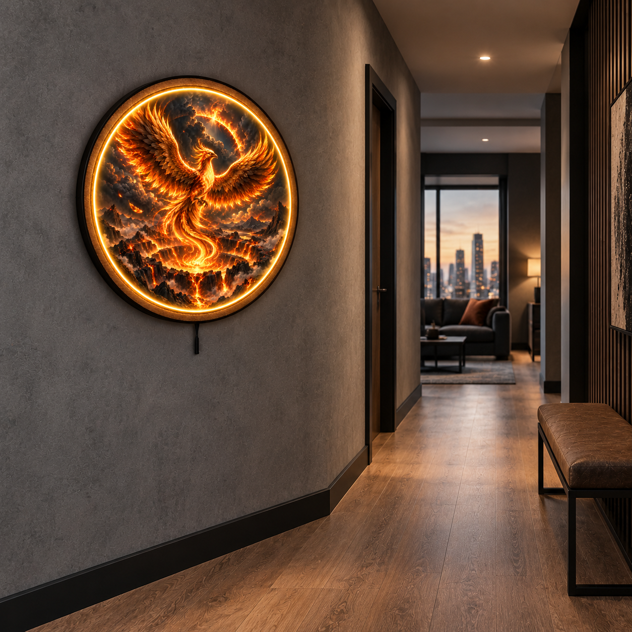 Ember Ascension LED Wall Art – Eternal Flame Fantasy Decor