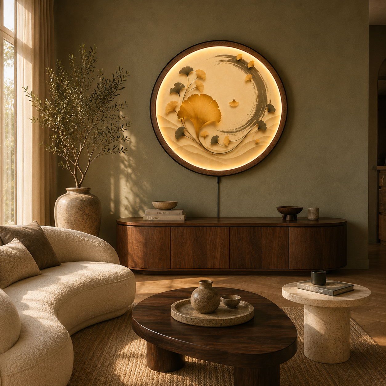 Ginkgo Harmony LED Wall Art – Minimalist Botanical Acrylic Decor