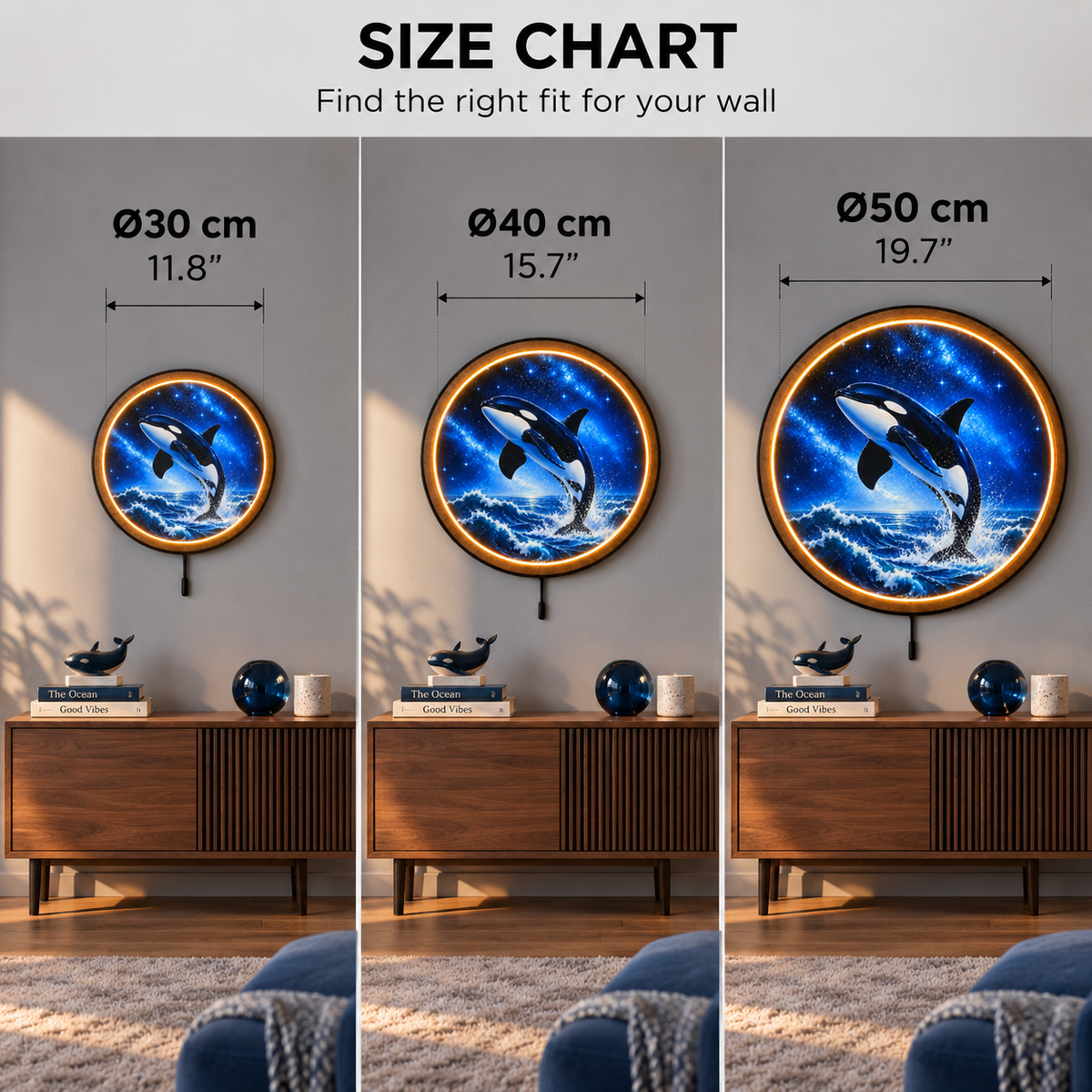 Cosmic Orca LED Wall Art – Killer Whale Ocean & Galaxy Decor