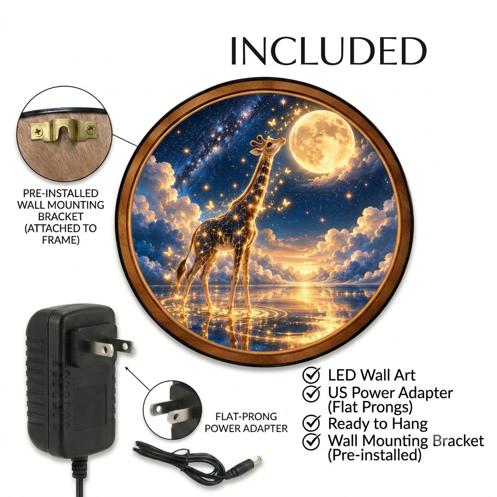 Handcrafted Celestial Giraffe Moonlight LED Wall Art