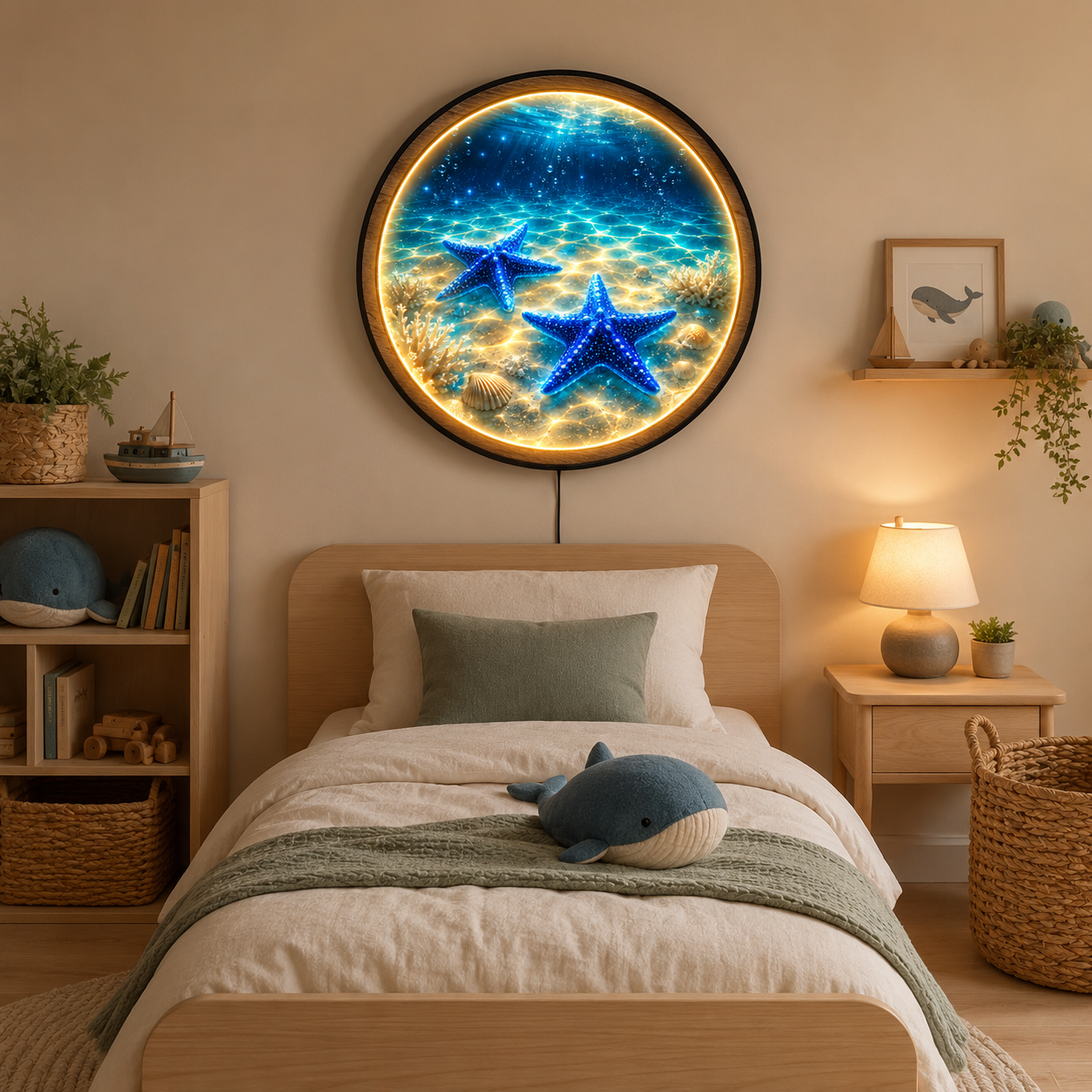 Ocean Starfish LED Wall Art – Coastal Acrylic Lighted Wall Decor