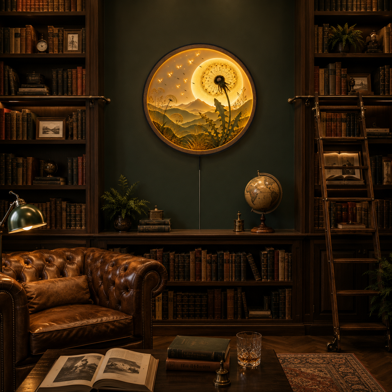 Dandelion Moon LED Wall Art – Illuminated Nature Acrylic Wall Decor