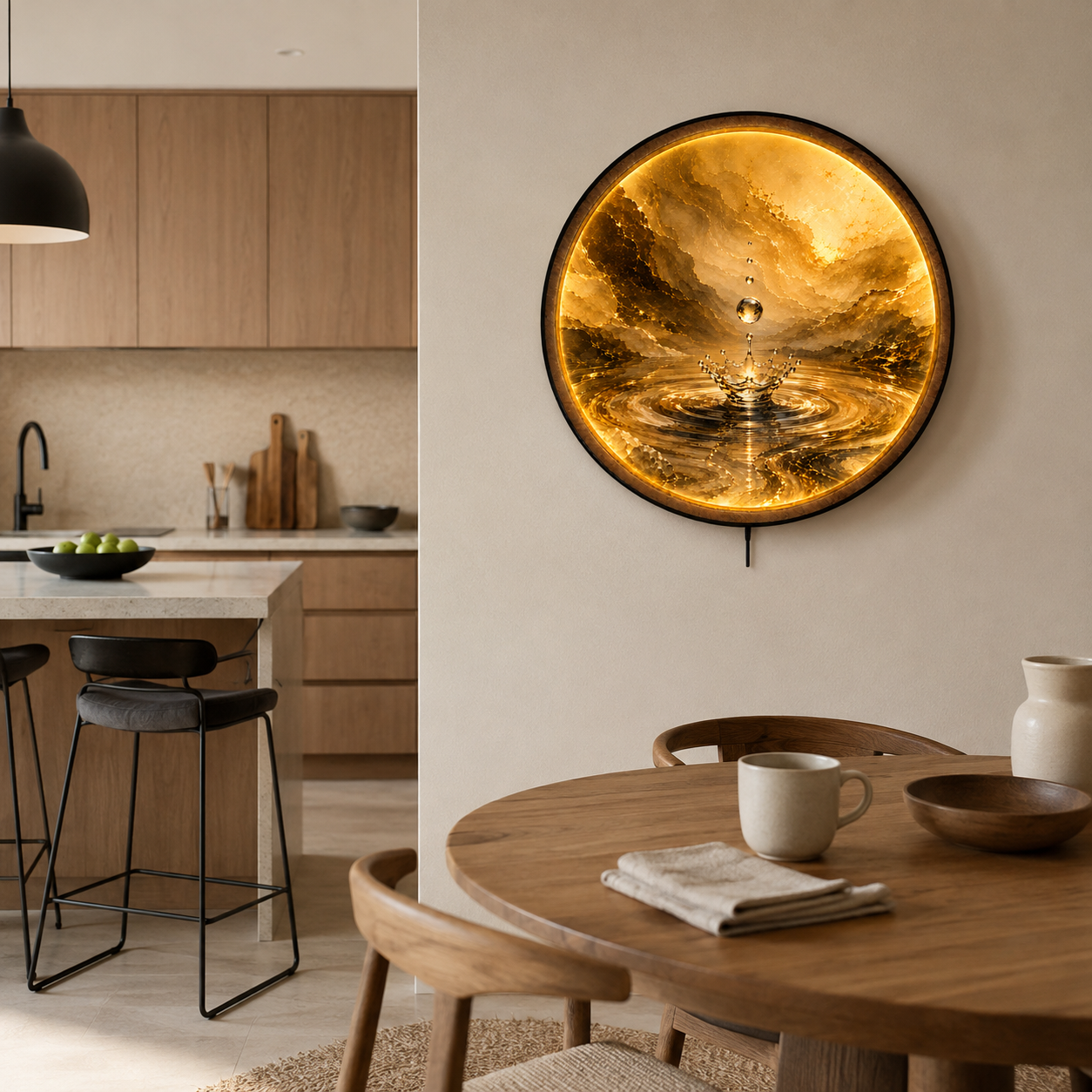 Golden Water Drop LED Wall Art – Luxury Crown Splash Decor