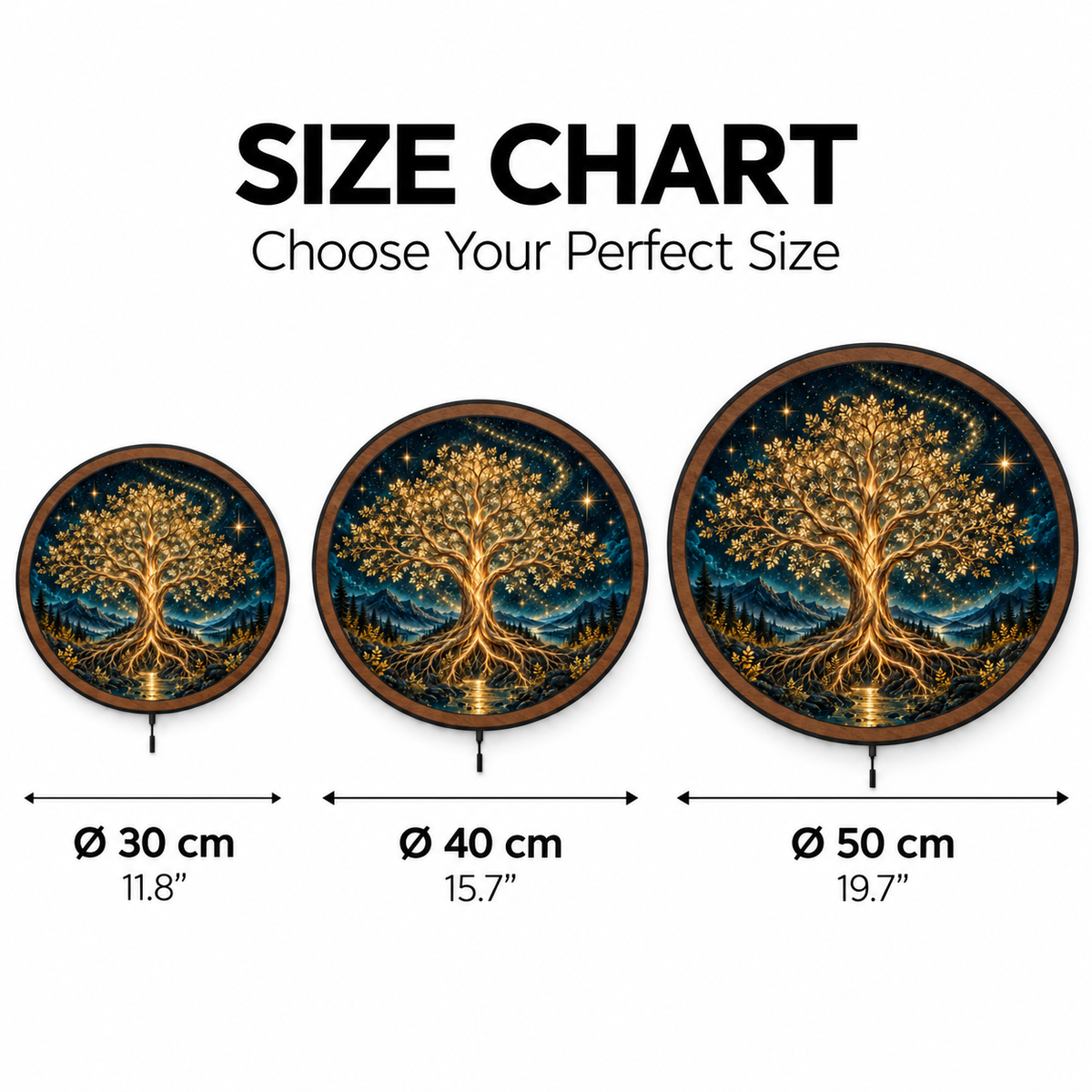 Golden Tree of Life LED Wall Art – Celestial Night Landscape