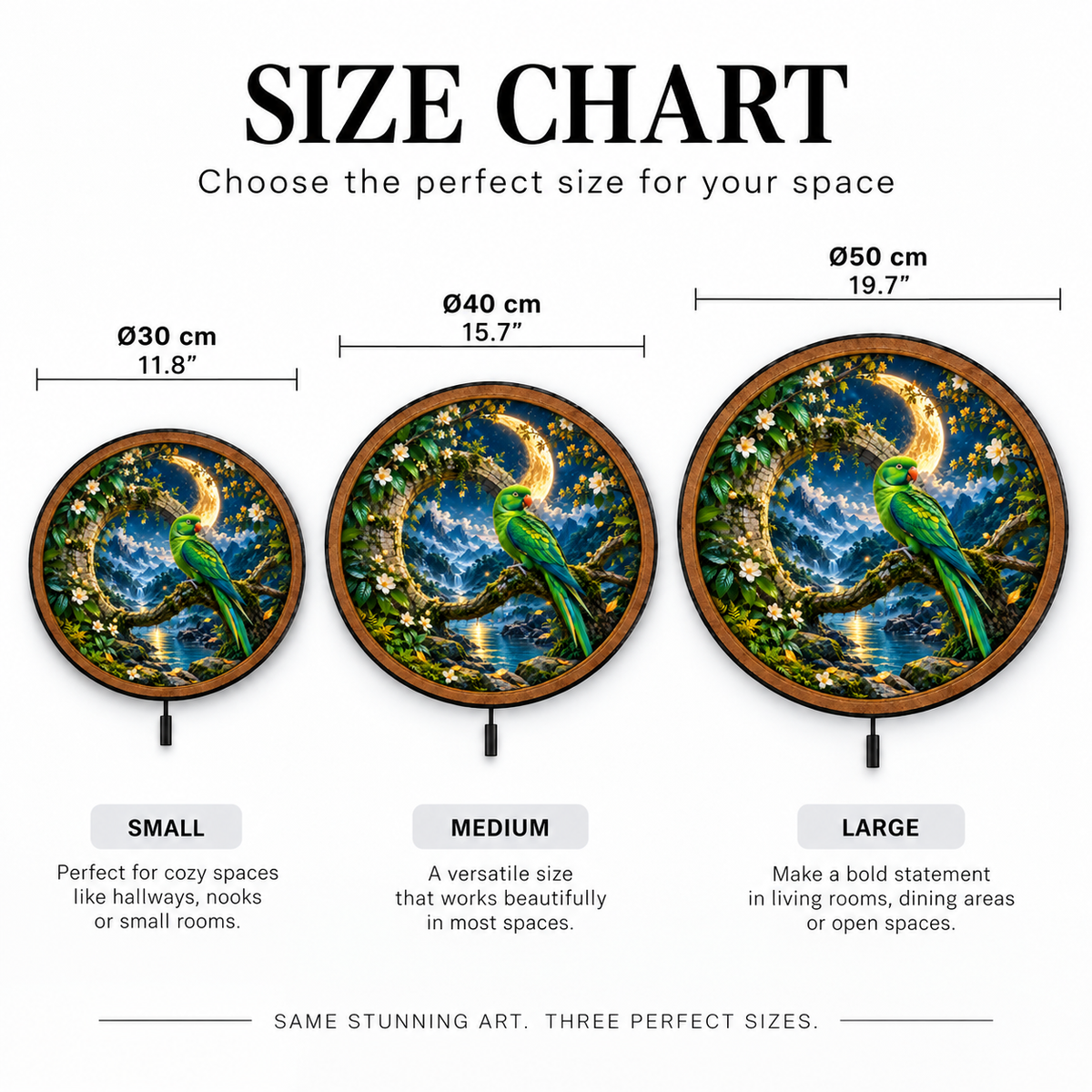 Emerald Moon Parrot LED Wall Art – Tropical Bird & Moon Decor