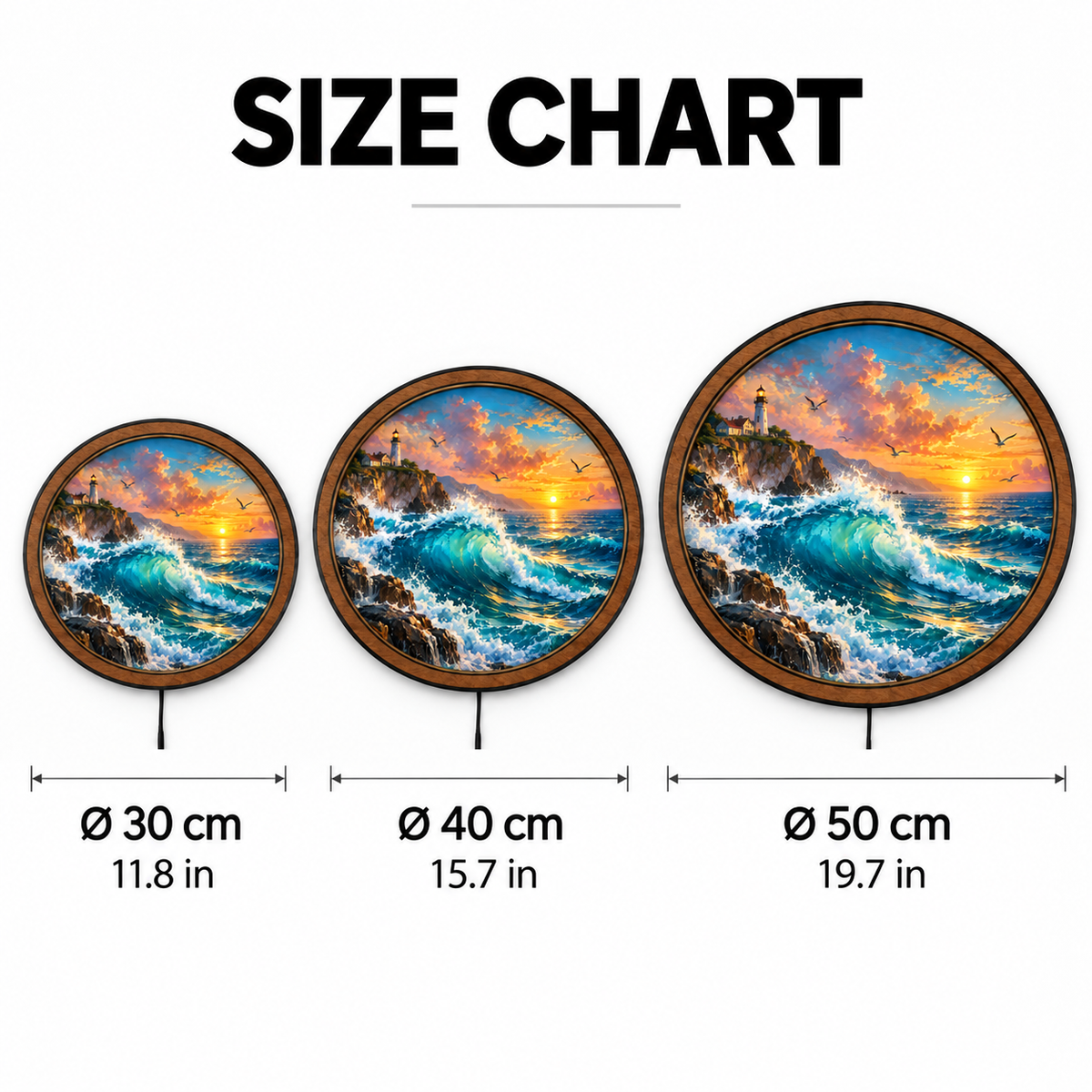 Golden Coast Lighthouse – Ocean Sunset LED Wall Art