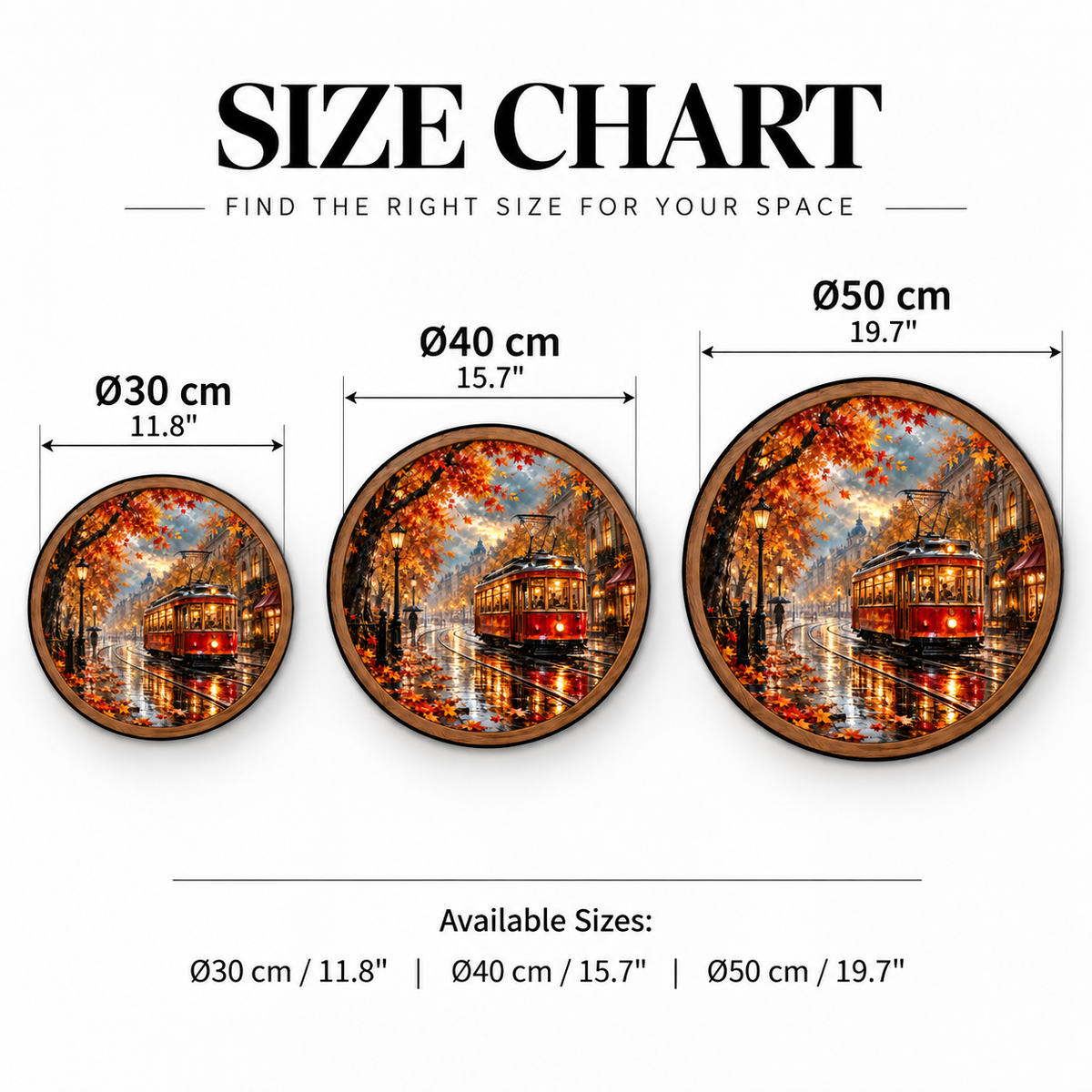 Autumn Tram Glow LED Wall Art – Rainy City Street Decor