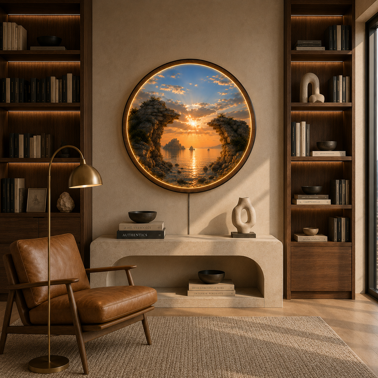 Sunset Sea Arch LED Wall Art – Coastal Illuminated Wall Decor