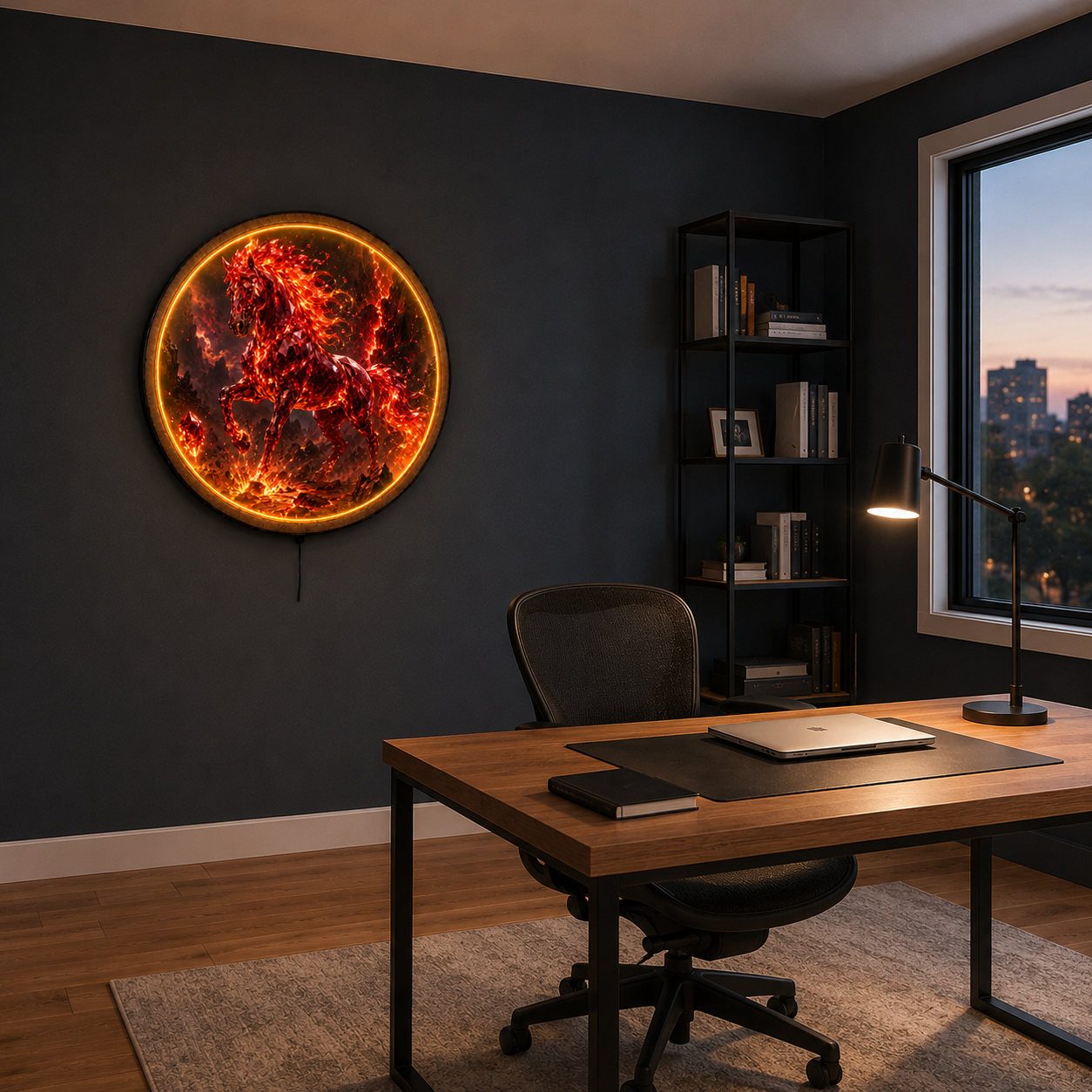 Ruby Tempest Crystal Horse LED Wall Art – Fiery Stallion Decor