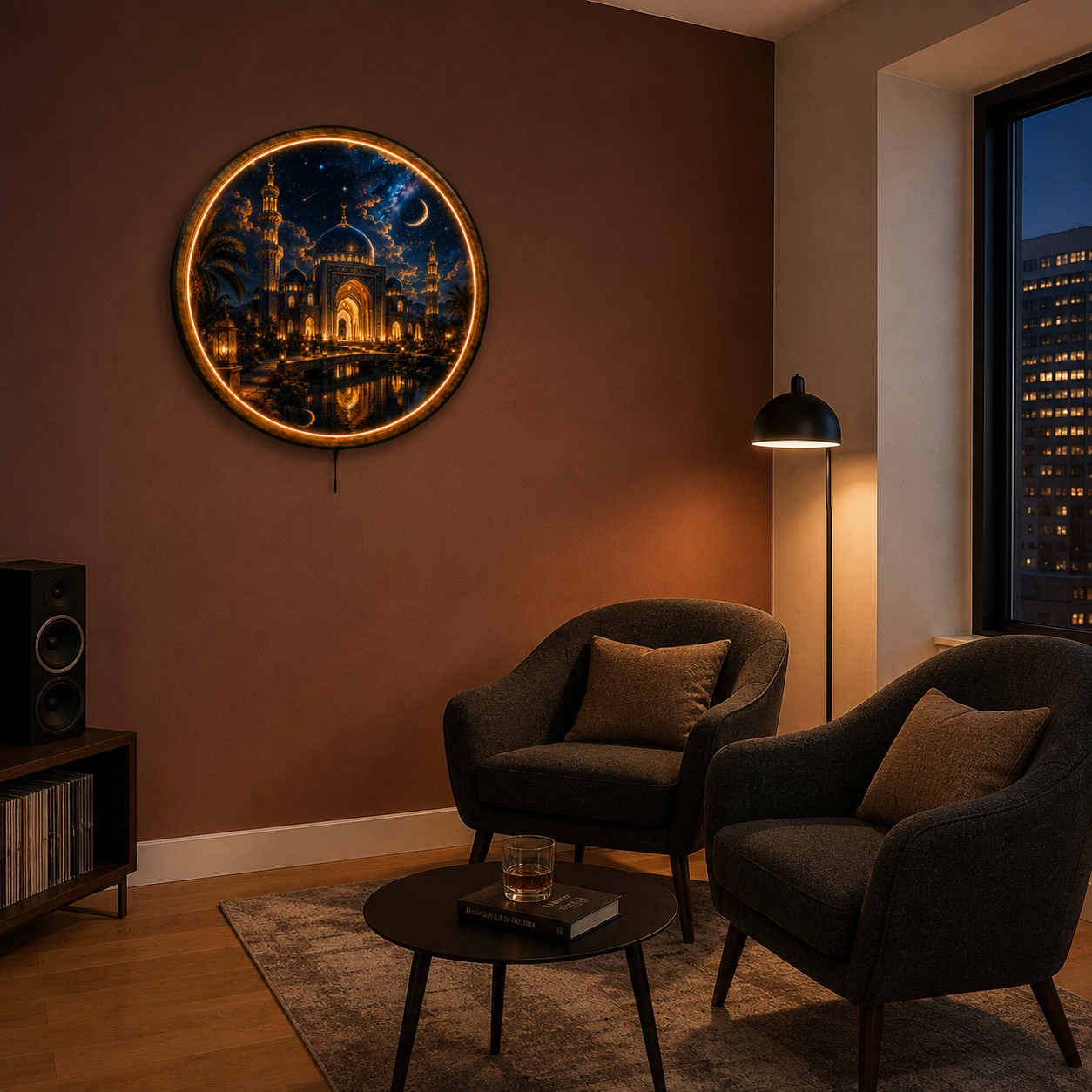 Crescent Sanctuary LED Wall Art – Moonlit Mosque Wall Decor