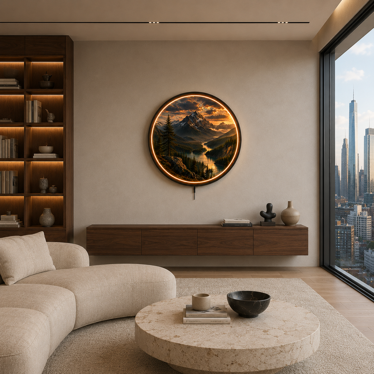 Golden Alpine River LED Wall Art