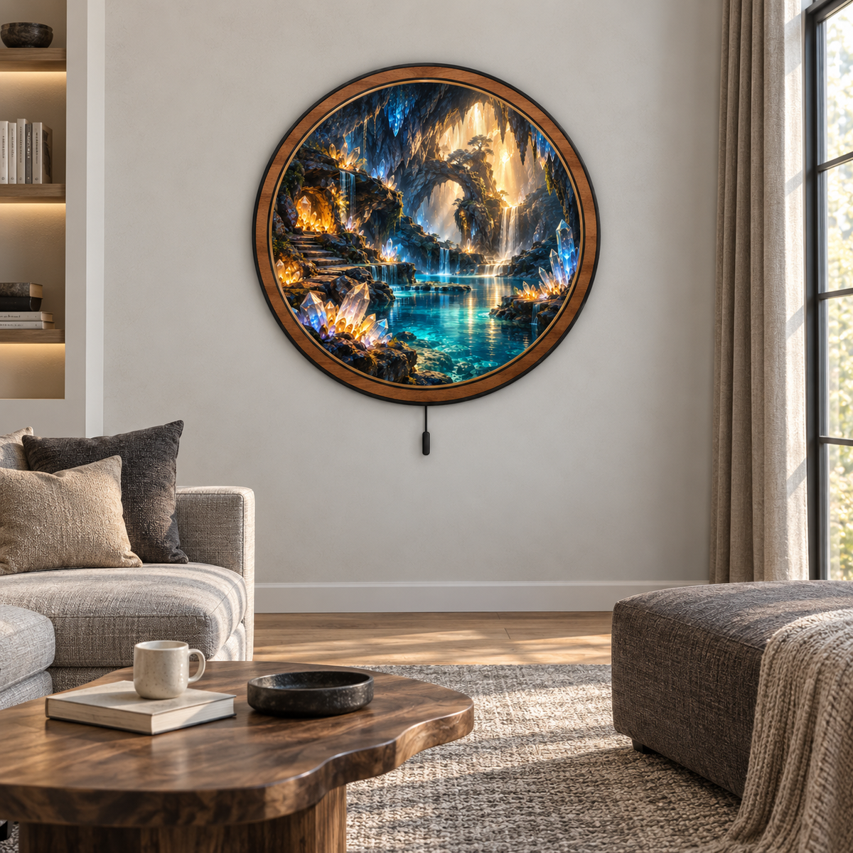 Crystal Sanctuary – Hidden Waterfall Cave LED Wall Art
