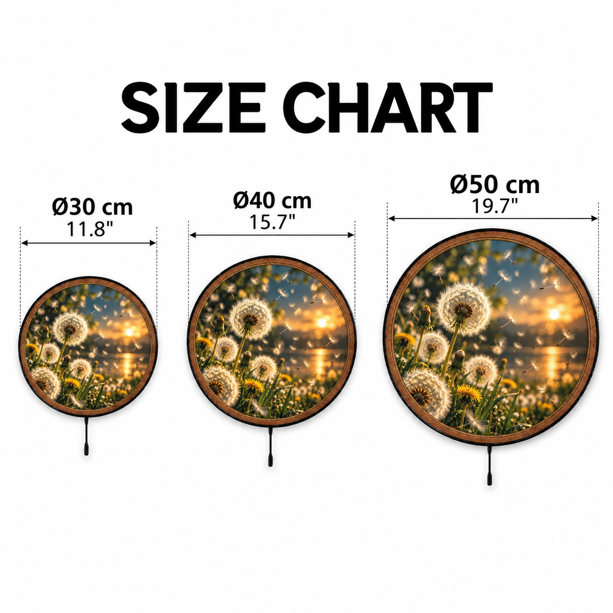 Dandelion Golden Hour LED Wall Art – Sunset Nature Decor