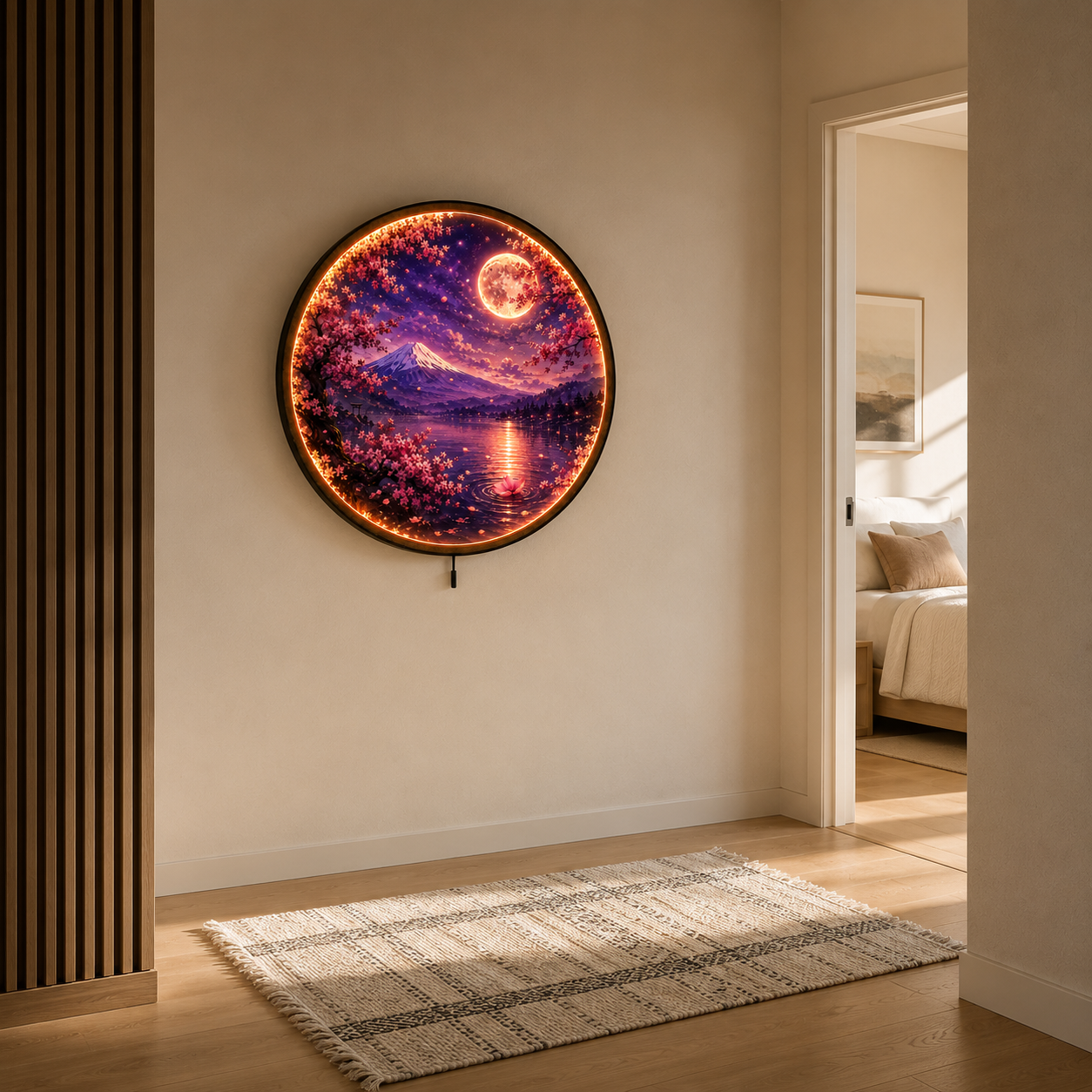 Sakura Moon LED Wall Art – Blossom Serenity Japanese Decor