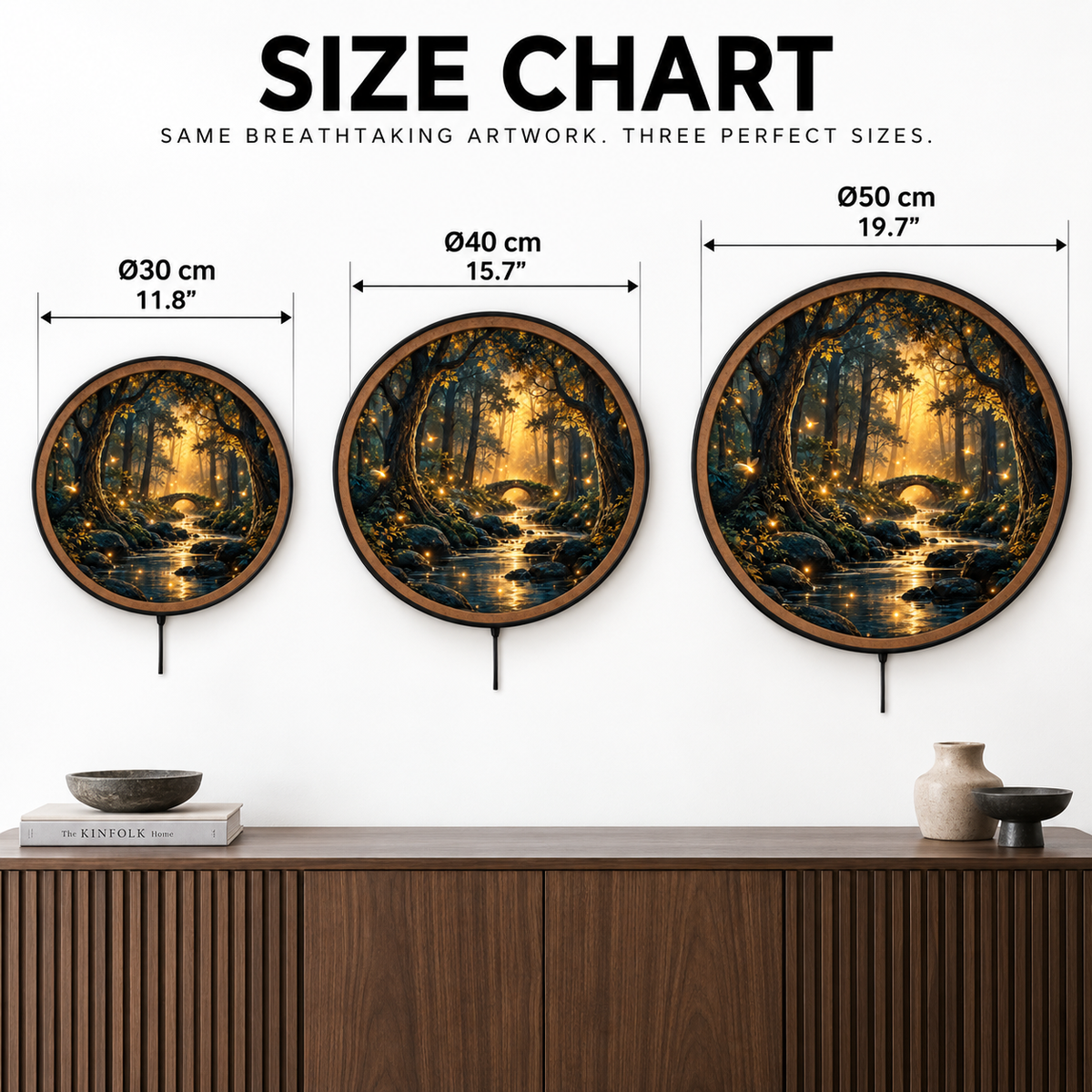 Enchanted Golden Forest LED Wall Art – Glowing Woodland Stream Decor