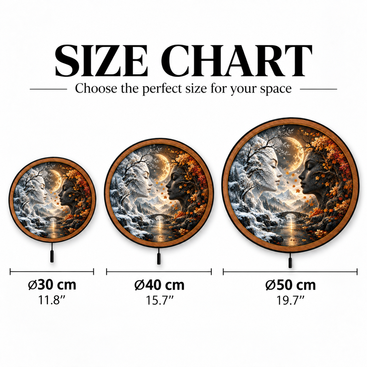 Seasons in Harmony LED Wall Art – Winter & Autumn Moon Decor