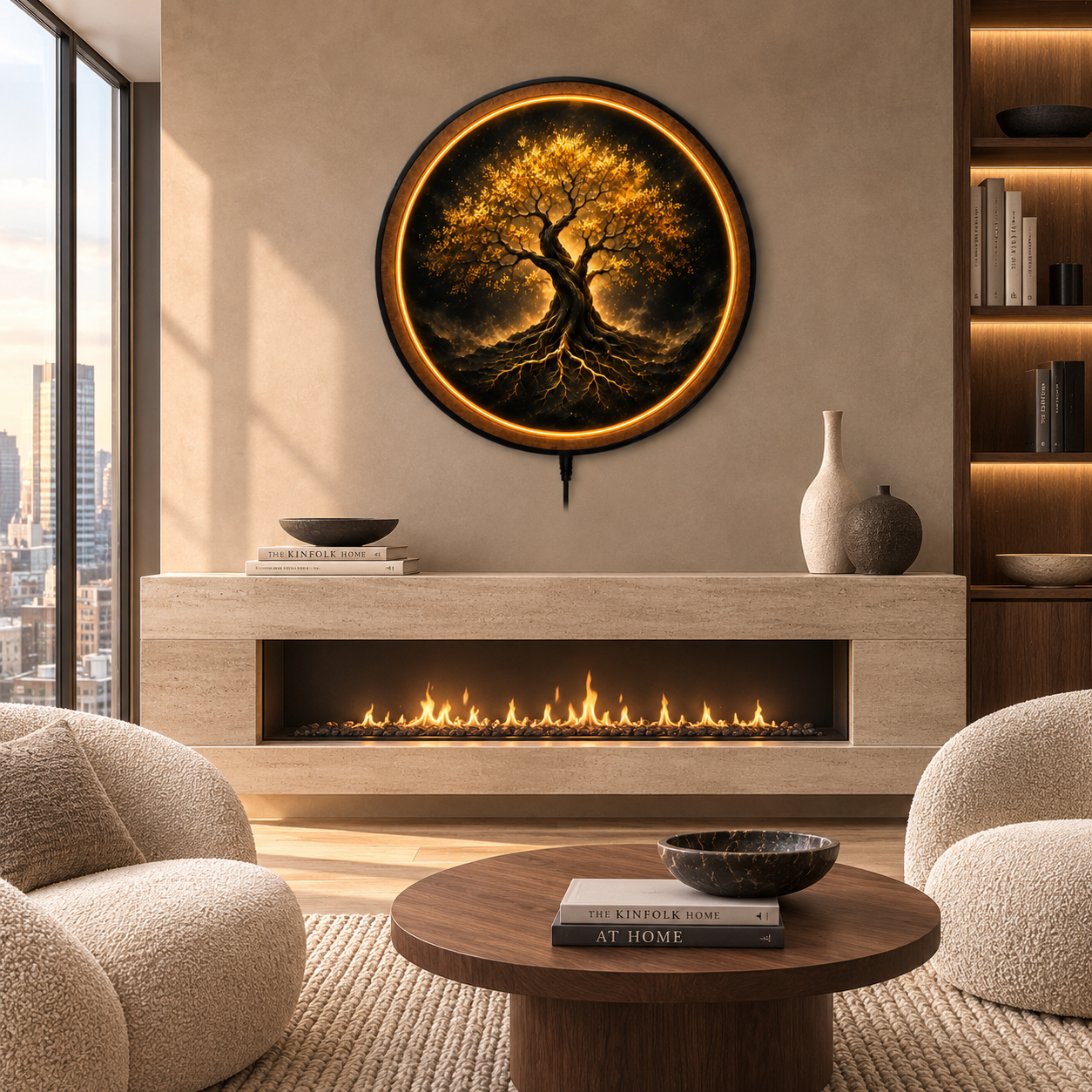 Golden Tree of Life LED Wall Art – Illuminated Sacred Tree Decor