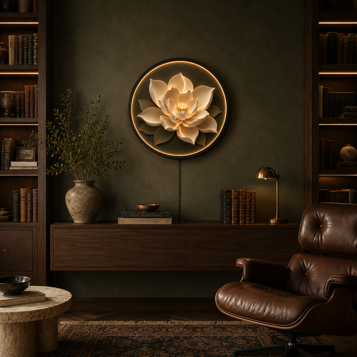 White Magnolia LED Wall Art – Elegant Floral Acrylic Light Decor