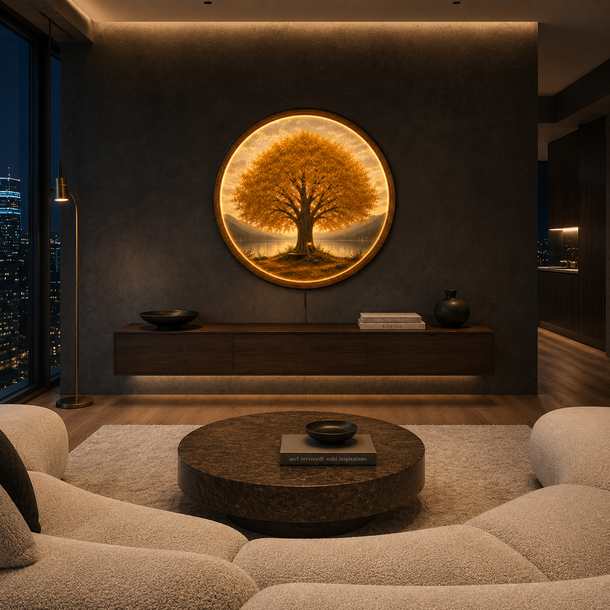 Lakeside Glow LED Wall Art – Illuminated Tree Wooden Wall Decor