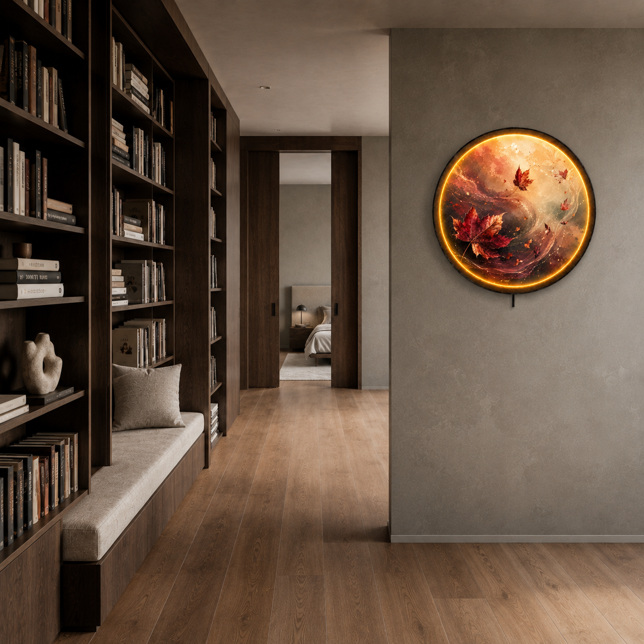 Autumn Whisper LED Wall Art – Illuminated Maple Leaf Wall Decor
